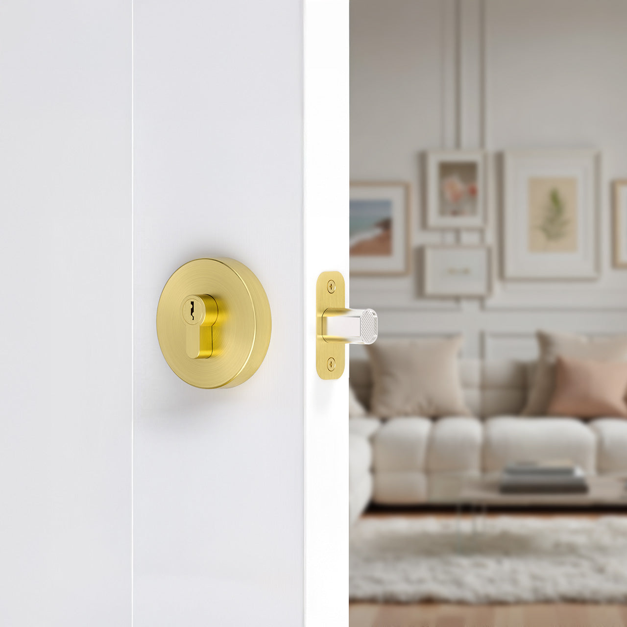 SENY Round Single Cylinder Keyed Entry Deadbolt Lock for Interior & Exterior Doors