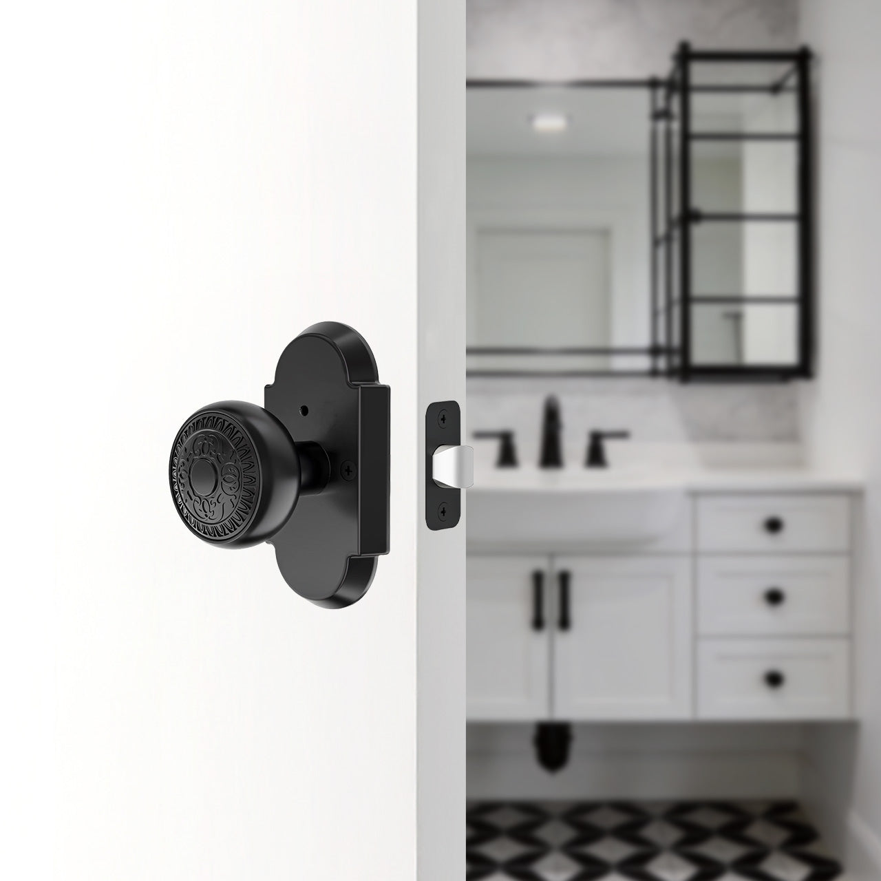 SENY Antique Style Door Knob with Arched Plate, Privacy/Passage/Dummy