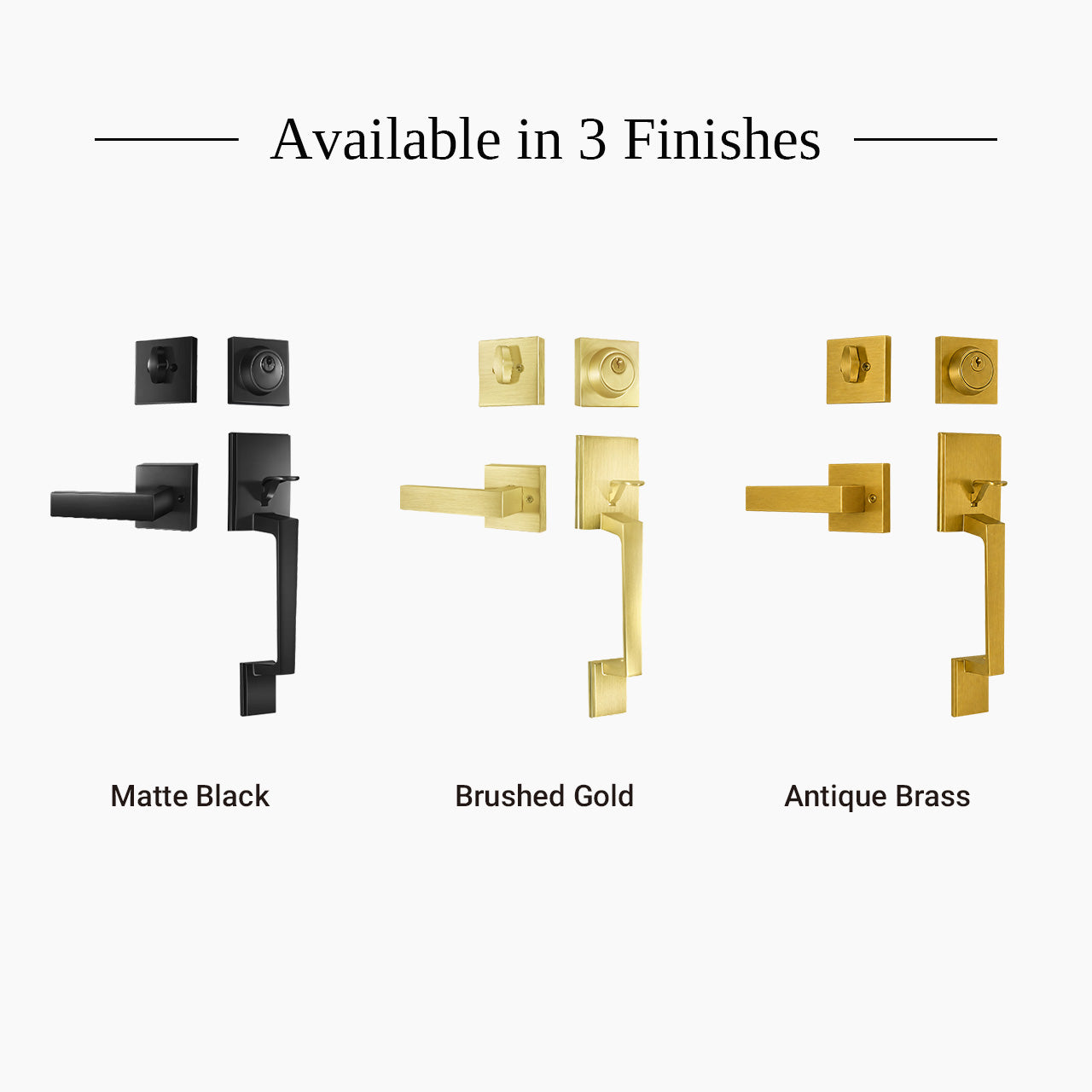 SENY Front Door Handleset with Single Cylinder Deadbolt, Modern Interior Lever & Square Rosette