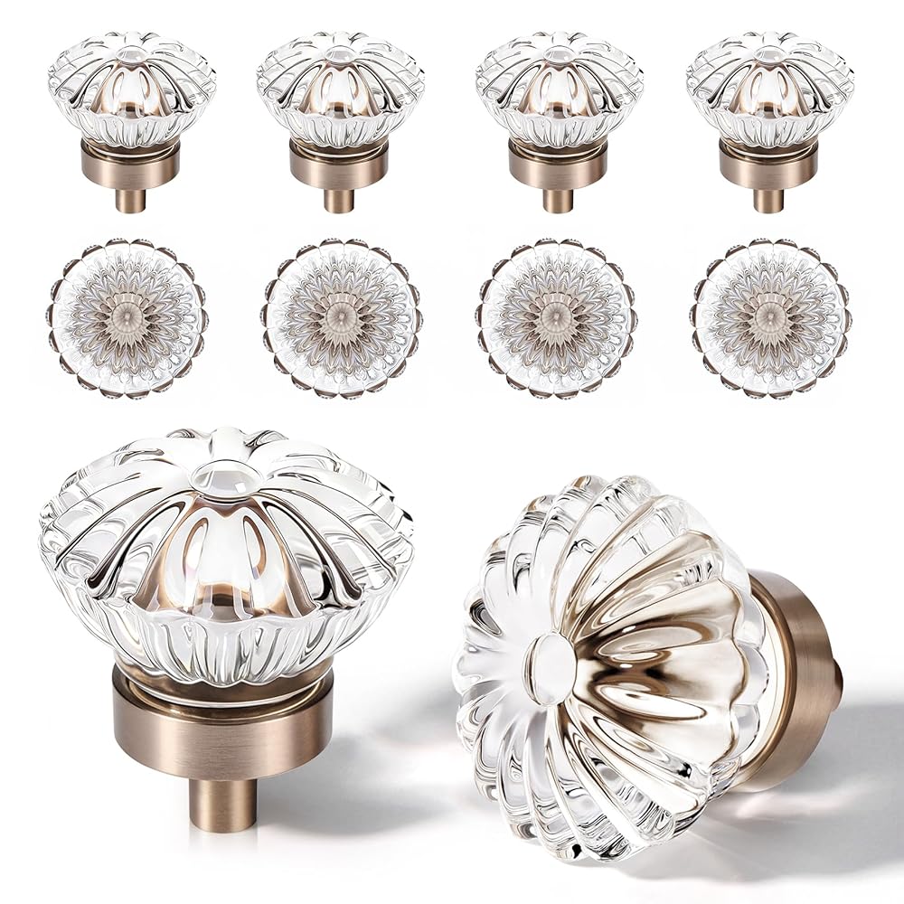 SENY Crystal Cabinet Knobs – Floral Glass Drawer Knobs for Kitchen, Cabinets & Furniture