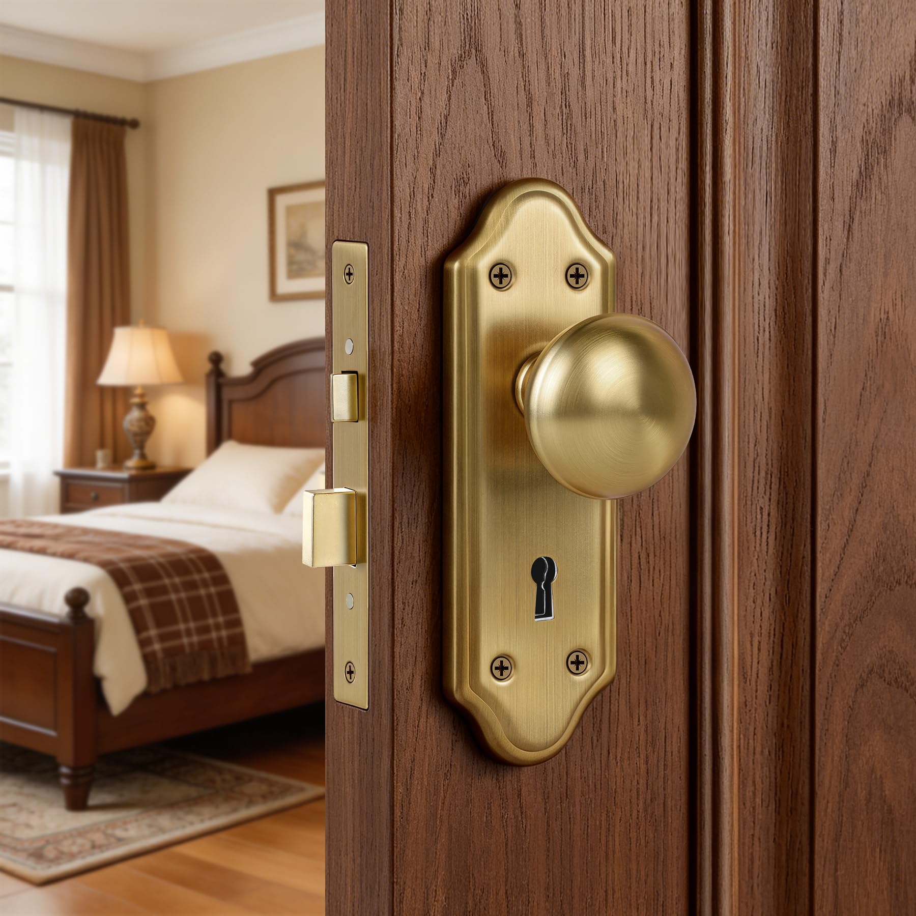 SENY Vintage Mortise Lock Set with Skeleton Key, Classic Door Hardware for Interior Doors