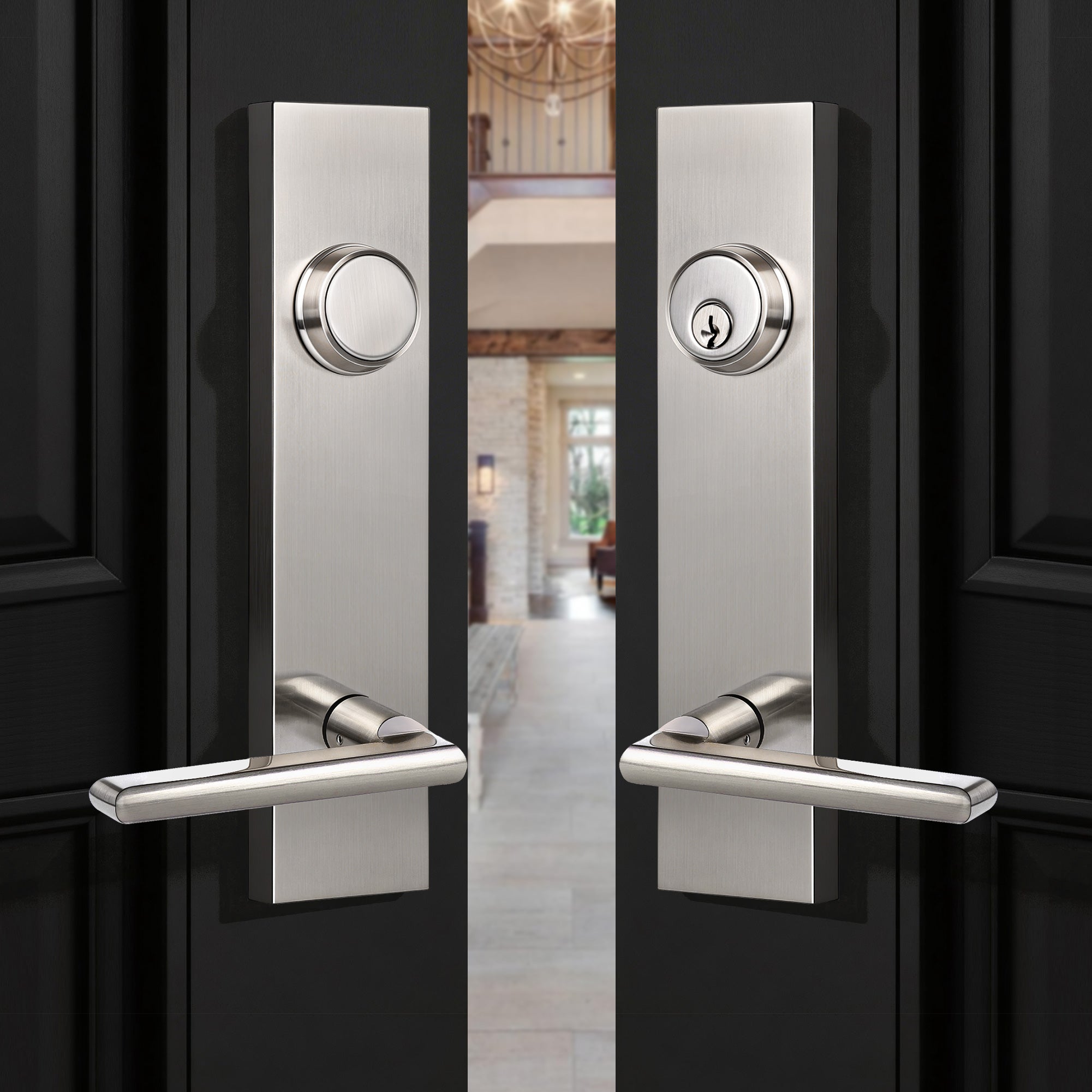 SENY Modern Front Door Handle Set with Deadbolt, Single & Double Entry Door Handleset for Exterior Front Doors
