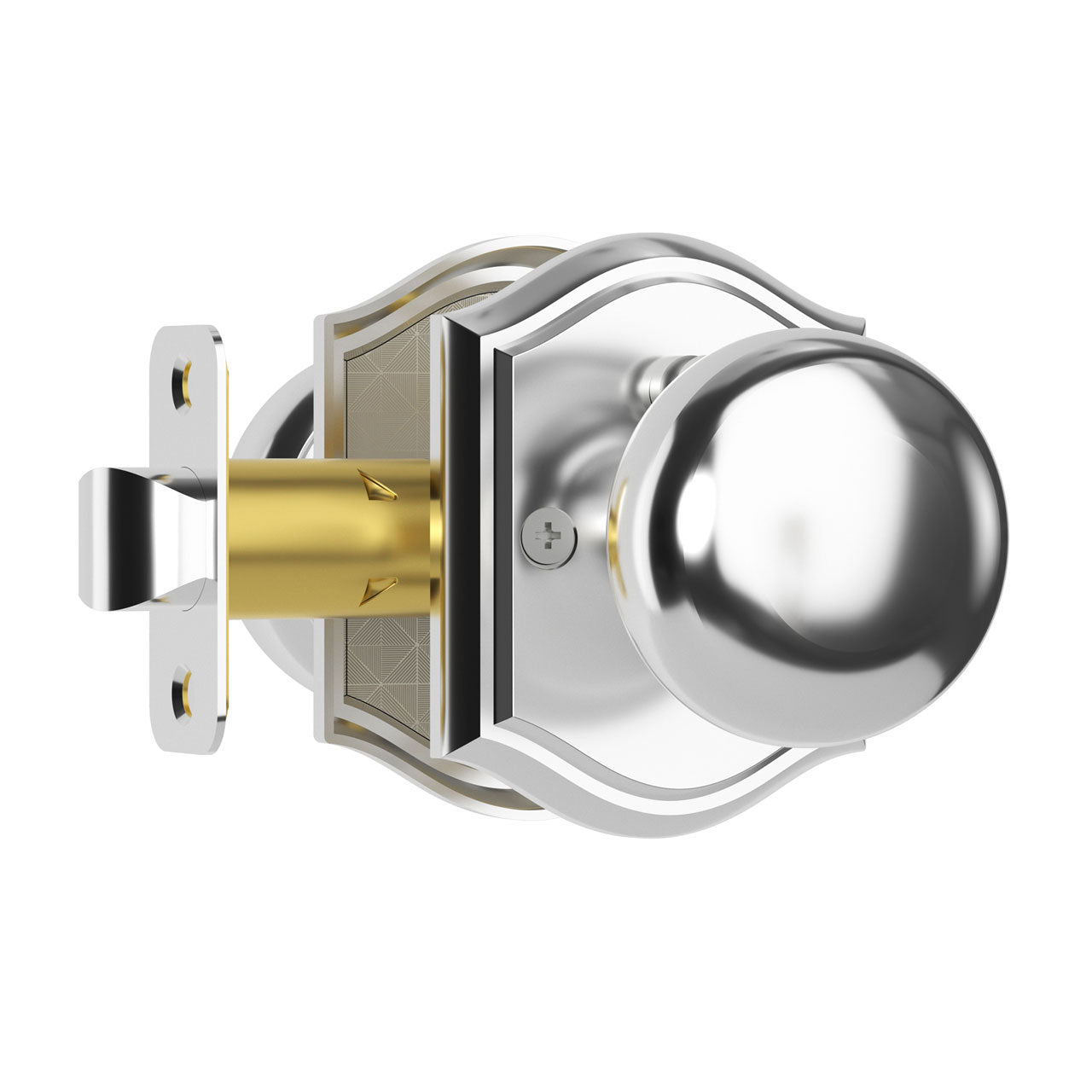 SENY Mushroom Door Knob with Arched Rosette, 3 Functions, 5 Finishes