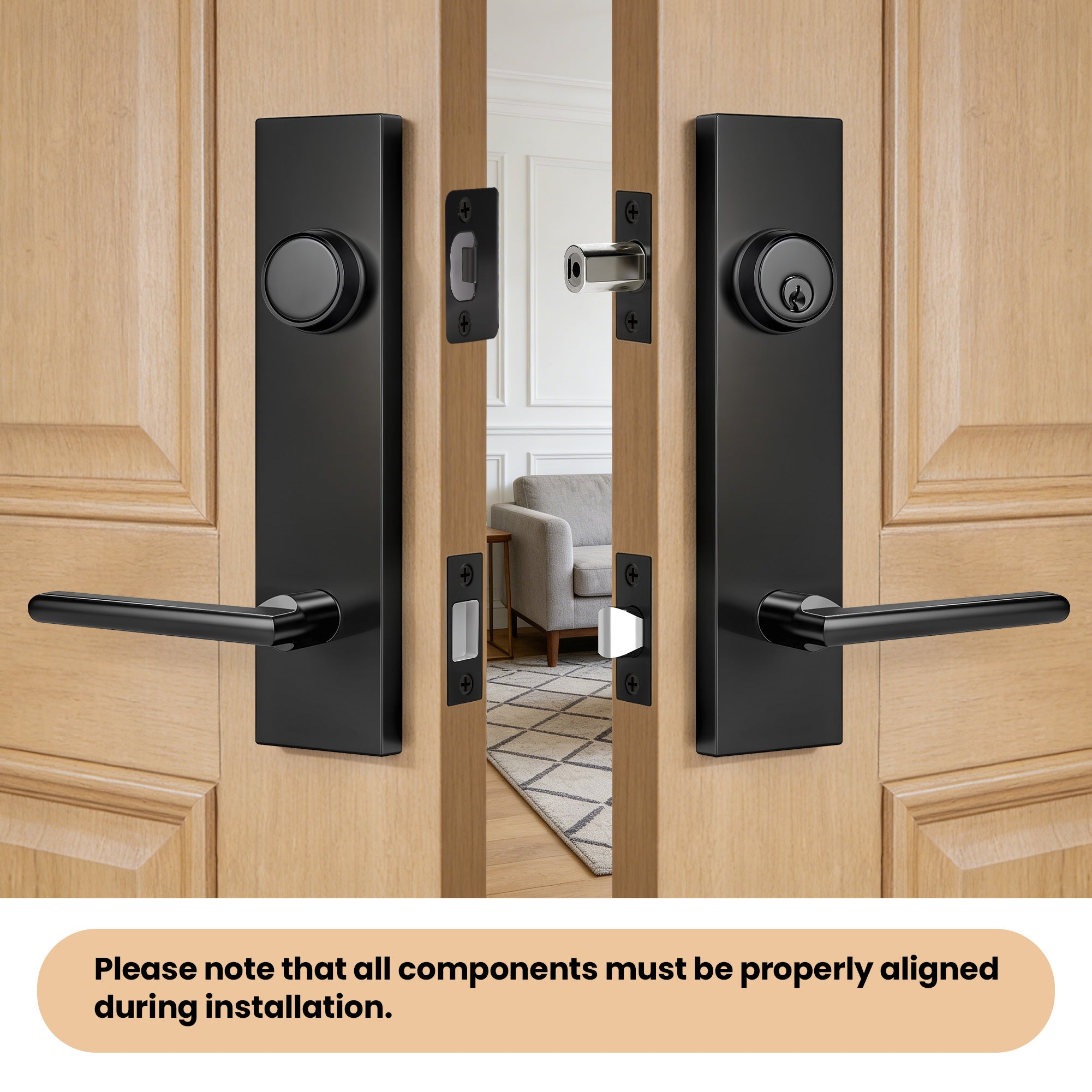 SENY Modern Front Door Handle Set with Deadbolt, Single & Double Entry Door Handleset for Exterior Front Doors