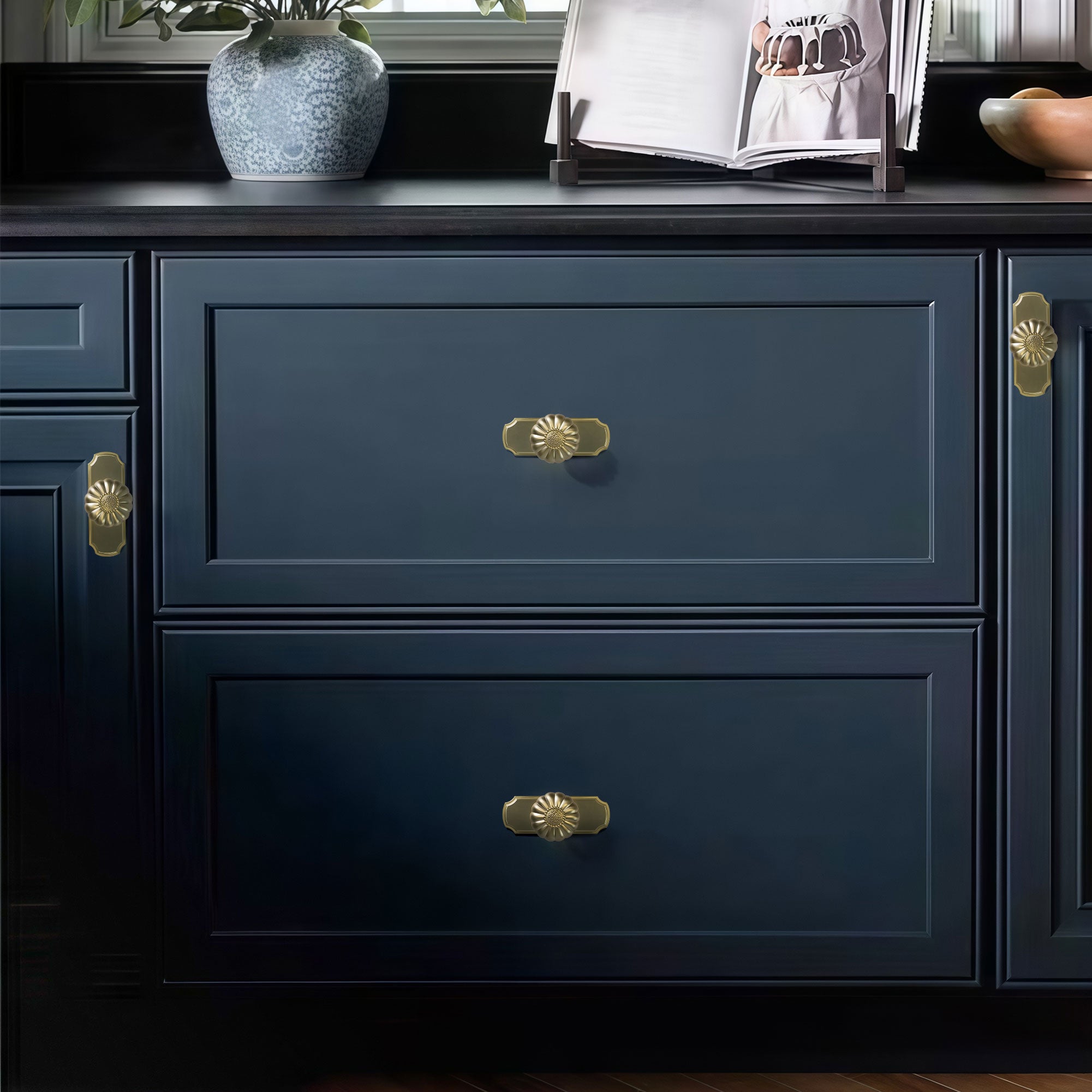 SENY 2-Pack Pumpkin Cabinet Knobs with Backplate – Vintage Drawer Knobs in Multiple Finishes - Seny Hardware
