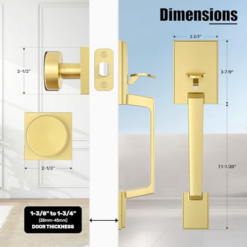 SENY Front Door Handle Set Front Entry Handleset with Glass Knob No Lock, Door Handle for Right& Left Handed Doors, Zinc Alloy