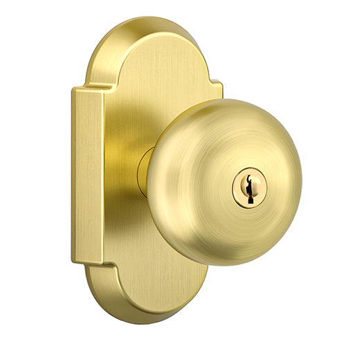 SENY Keyed Entry Door Knob Set, Mushroom Knob, Modern Arch Rosette