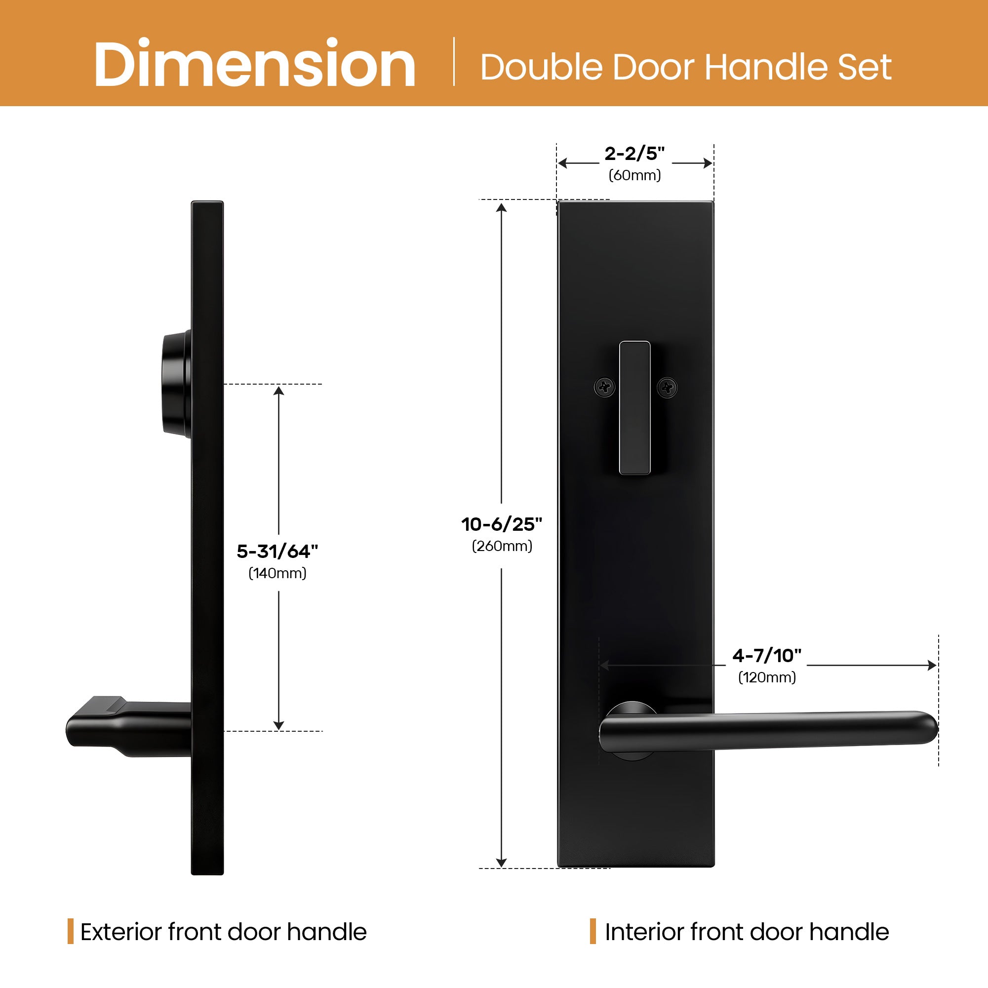 SENY Modern Front Door Handle Set with Deadbolt, Single & Double Entry Door Handleset for Exterior Front Doors