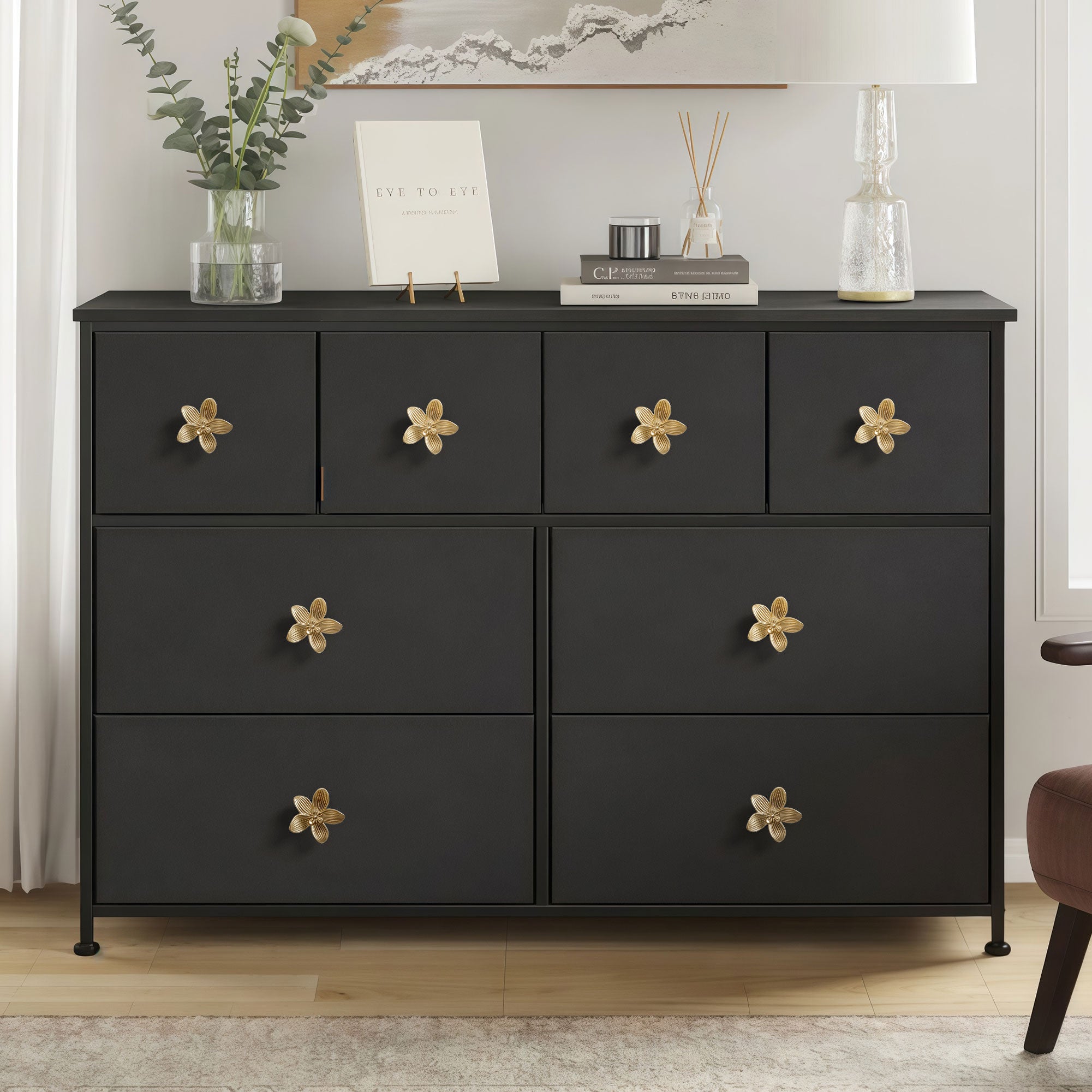 SENY 4 Pack 2.4 Inch Flower Drawer Knobs – Vintage Floral Cabinet Knobs in Gold & Antique Brass - Seny Hardware