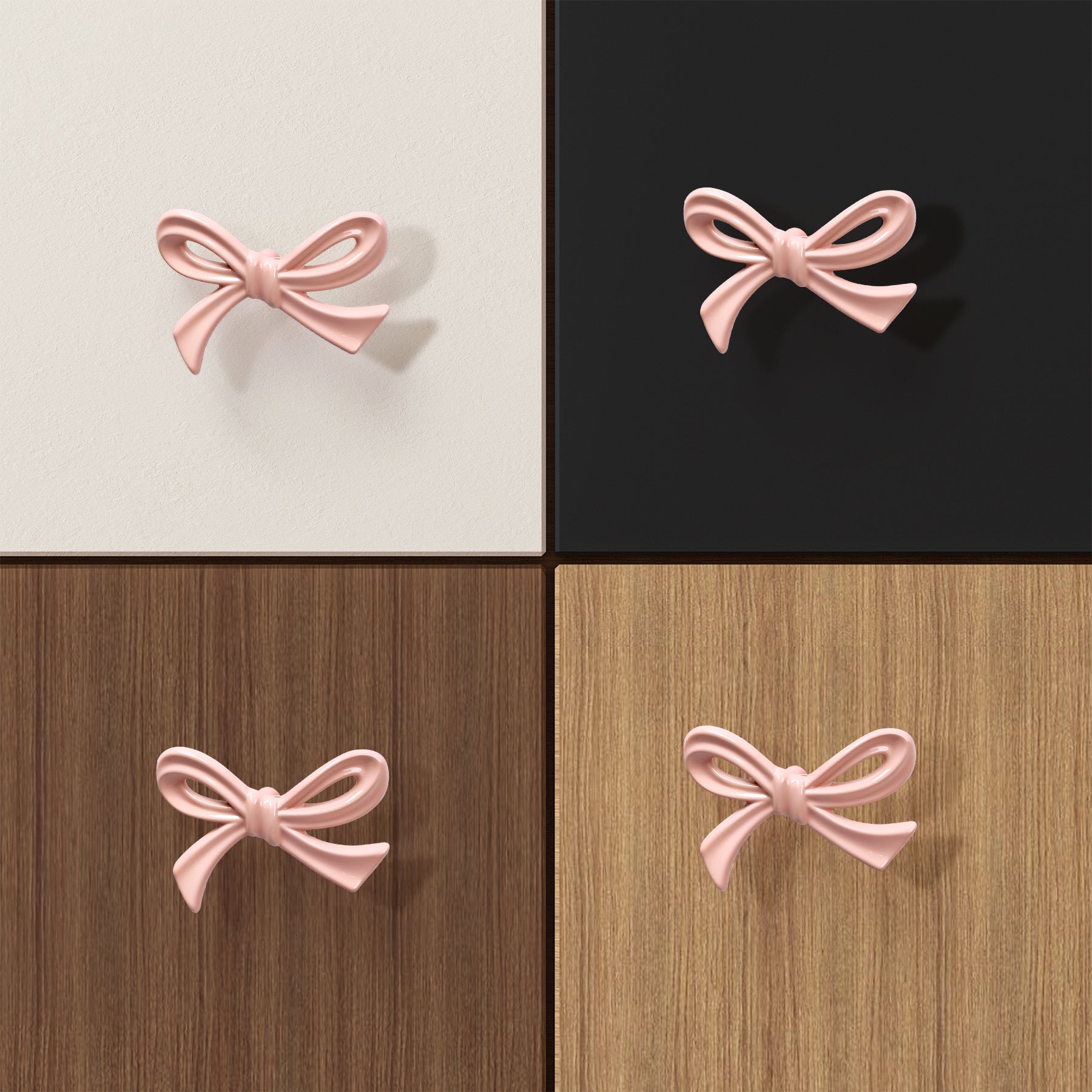 SENY 8 Pack Bow Dresser Knobs – Cute Drawer Knobs in Pink, Brushed Gold, Chrome & Antique Brass - Seny Hardware