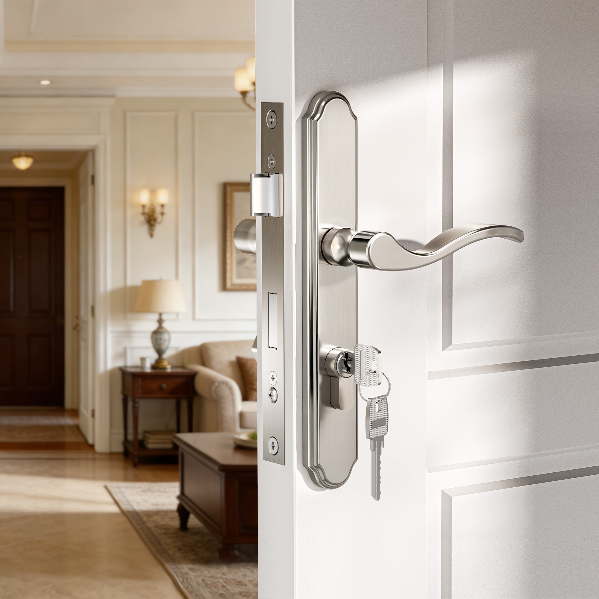 SENY 2-1/2" PZ Storm Door Handle & Mortise Lock Replacement for Storm & Screen Doors