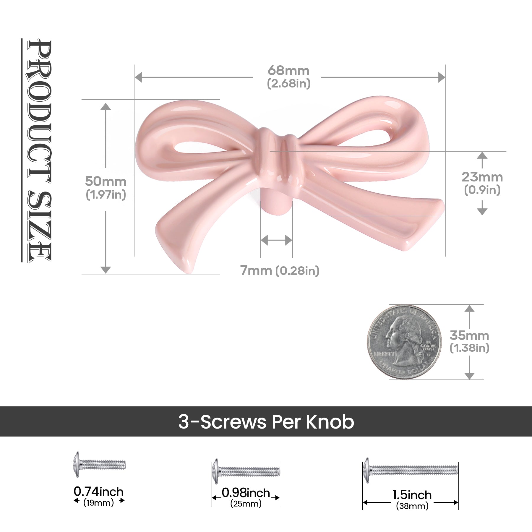 SENY 8 Pack Bow Dresser Knobs – Cute Drawer Knobs in Pink, Brushed Gold, Chrome & Antique Brass - Seny Hardware