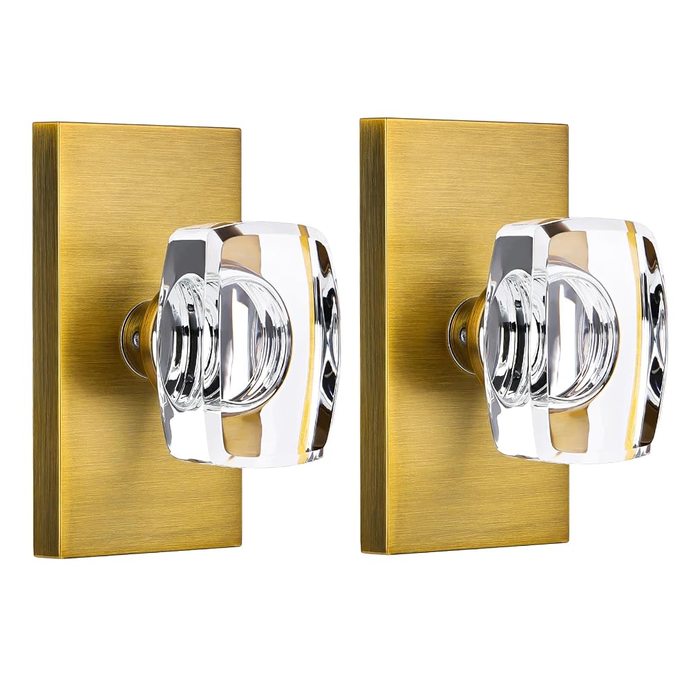 SENY Rectangular Crystal Door Knob with Rectangular Backplate | Contemporary Interior Door Knob
