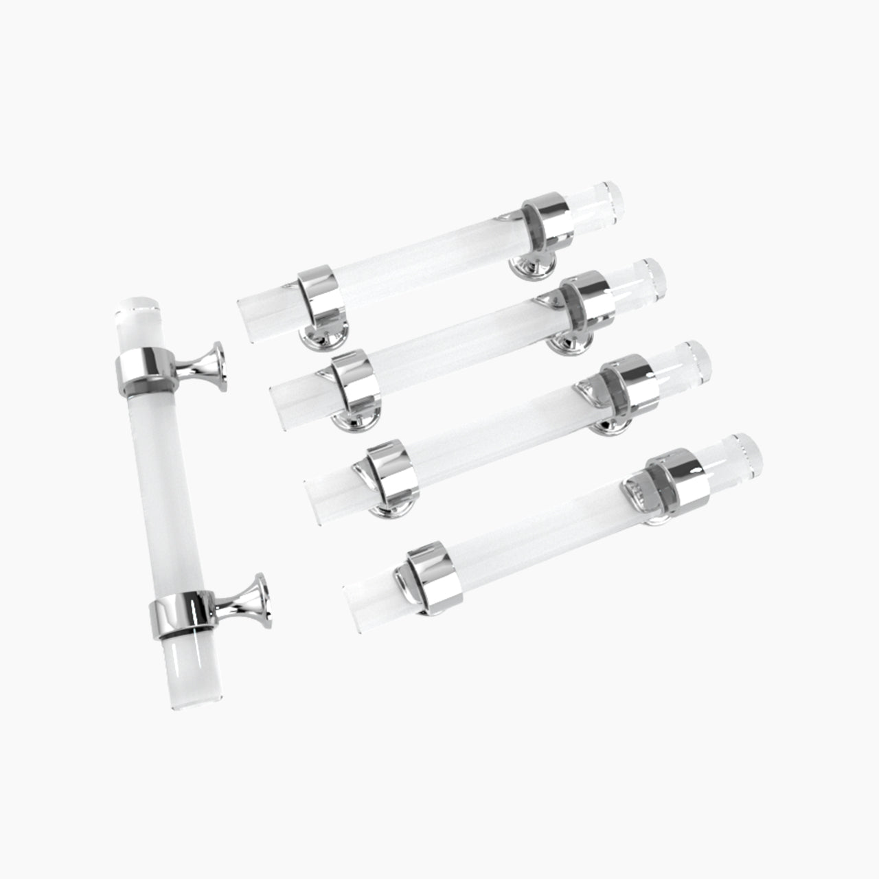 SENY Contemporary Glass Bar Cabinet Pulls with Round Zinc Base, 5-Pack - Seny Hardware