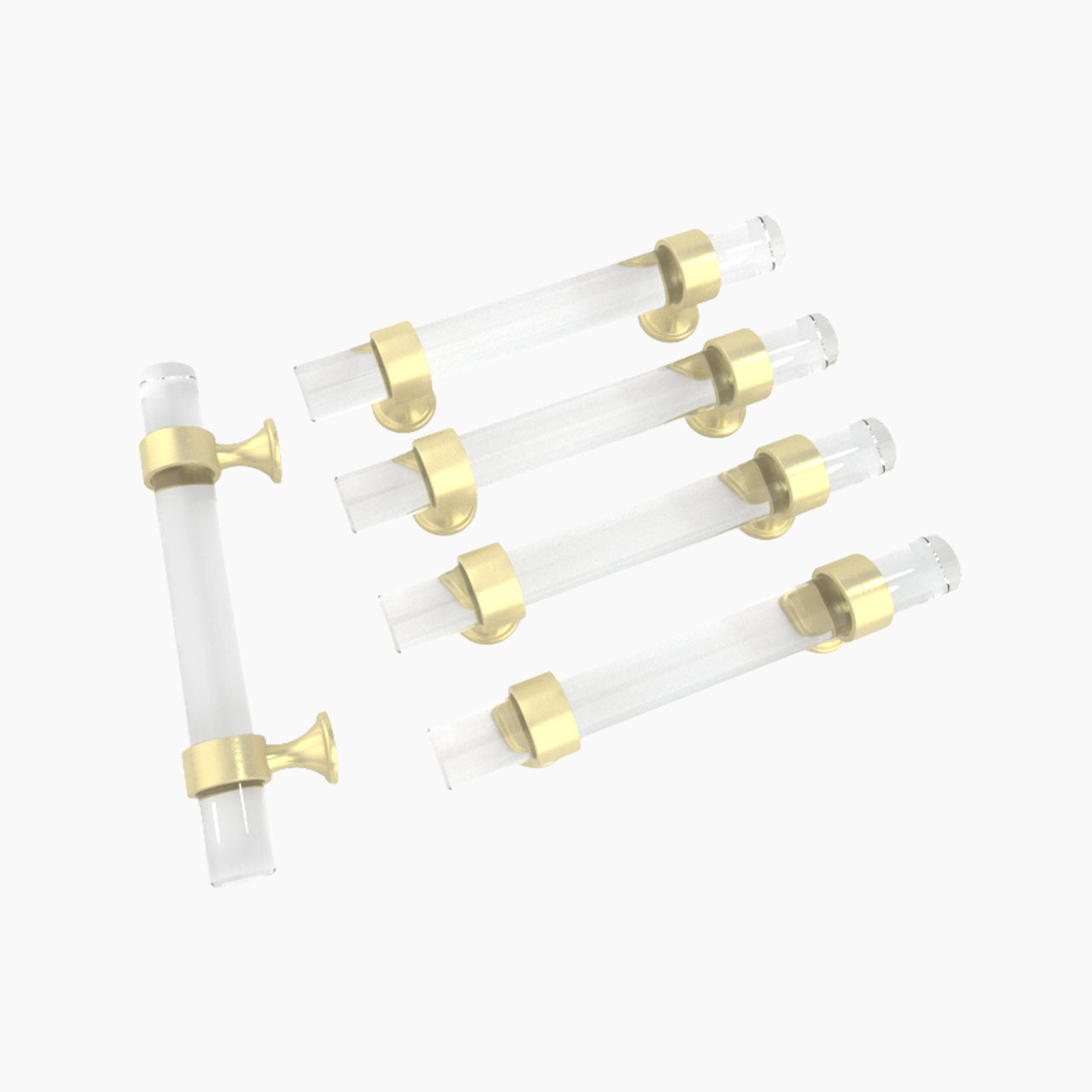 SENY Contemporary Glass Bar Cabinet Pulls with Round Zinc Base, 5-Pack - Seny Hardware