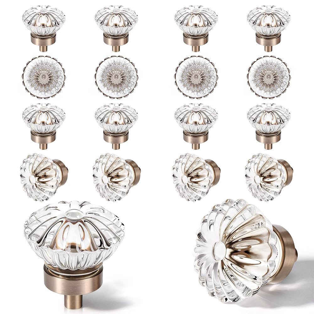 SENY Crystal Cabinet Knobs – Floral Glass Drawer Knobs for Kitchen, Cabinets & Furniture