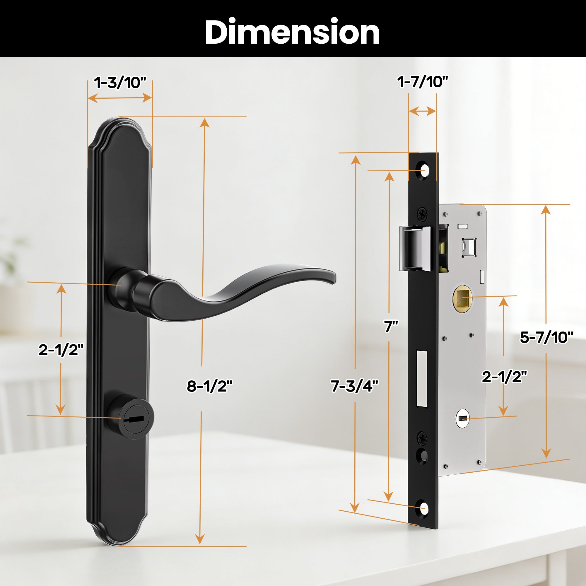 SENY Flat Slot Storm Door Handle & Mortise Lock Replacement for Storm & Screen Doors