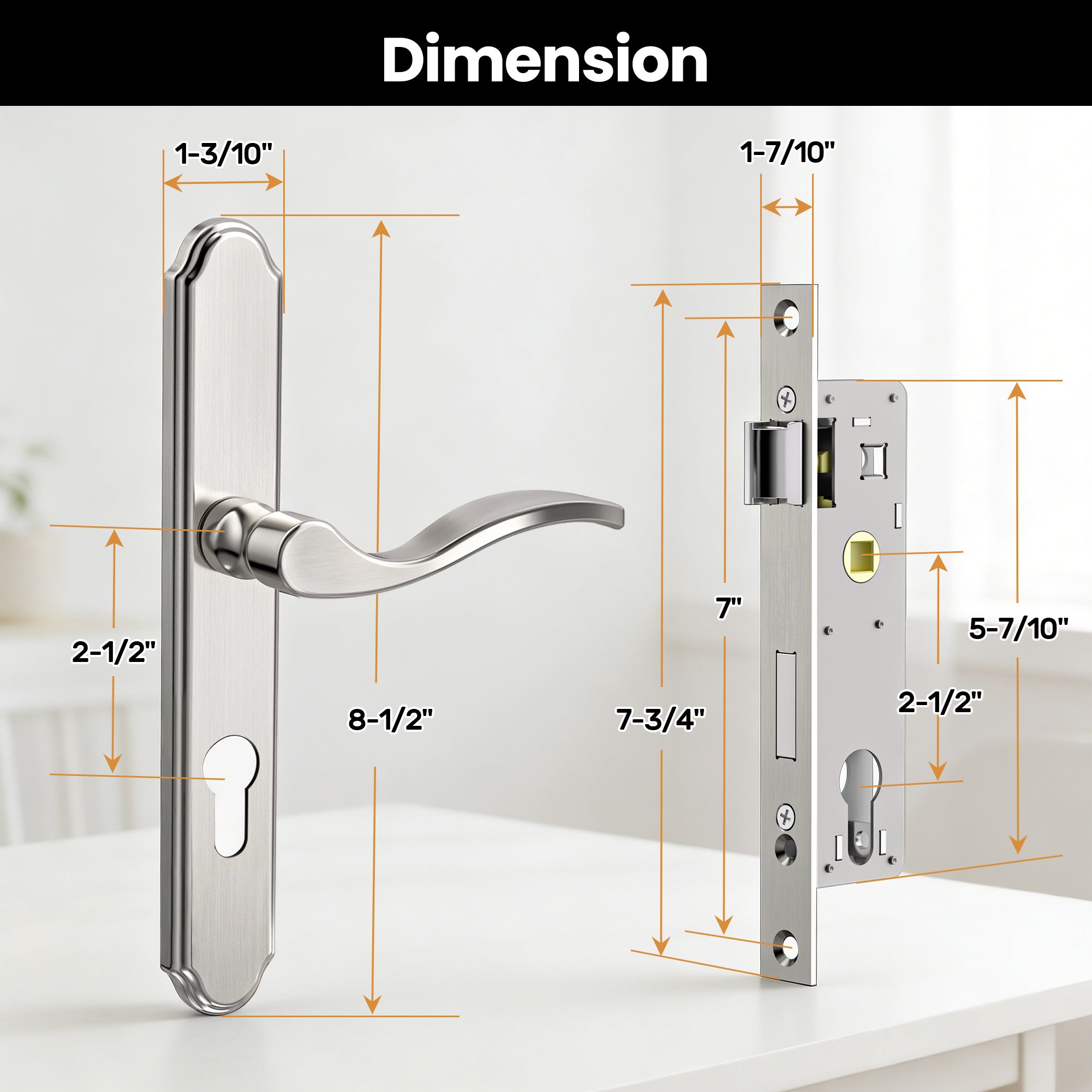 SENY 2-1/2" PZ Storm Door Handle & Mortise Lock Replacement for Storm & Screen Doors