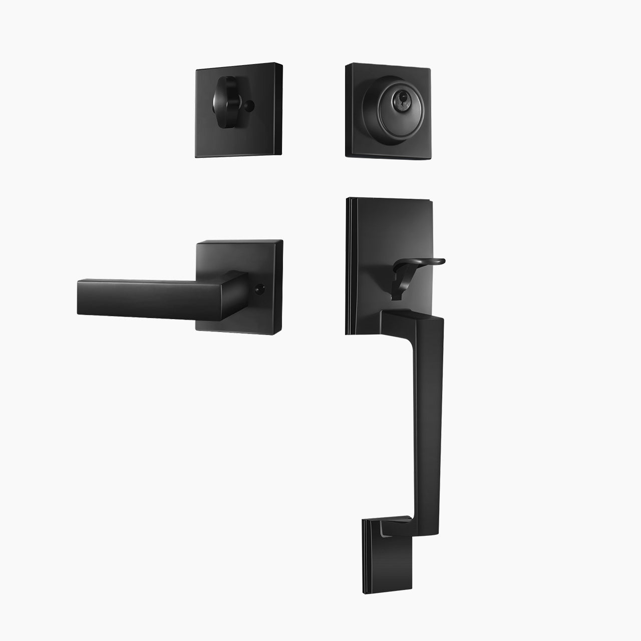 SENY Front Door Handleset with Single Cylinder Deadbolt, Modern Interior Lever & Square Rosette