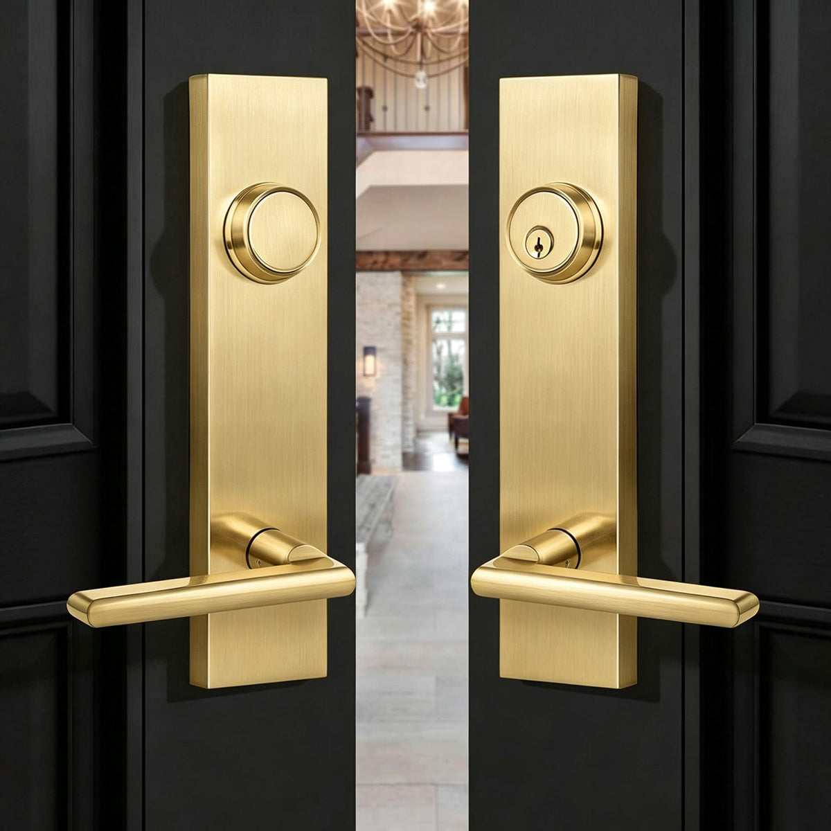 SENY Modern Front Door Handle Set with Deadbolt, Single & Double Entry Door Handleset for Exterior Front Doors