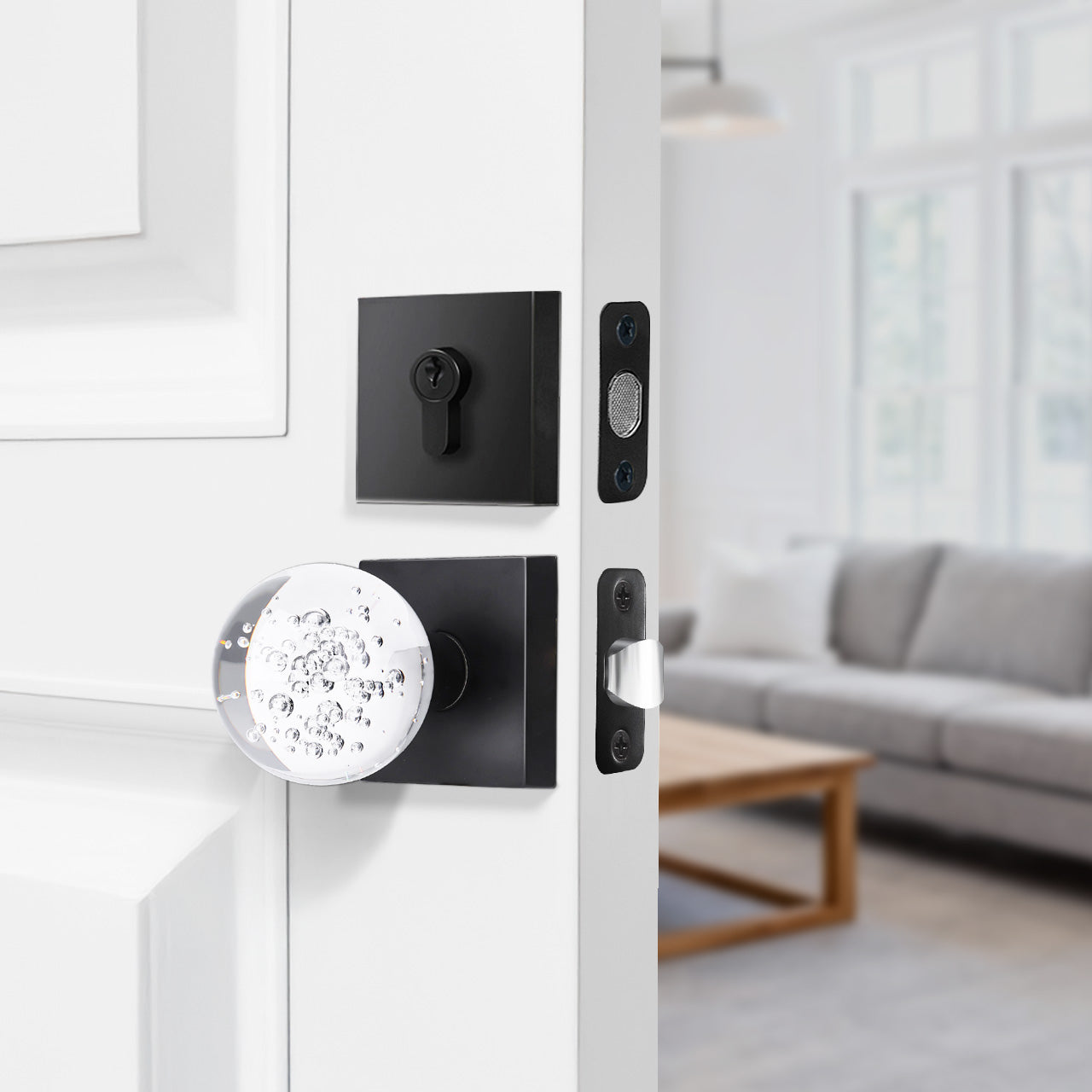 SENY Crystal Entry Door Set with Ball Crystal Knob & Deadbolt