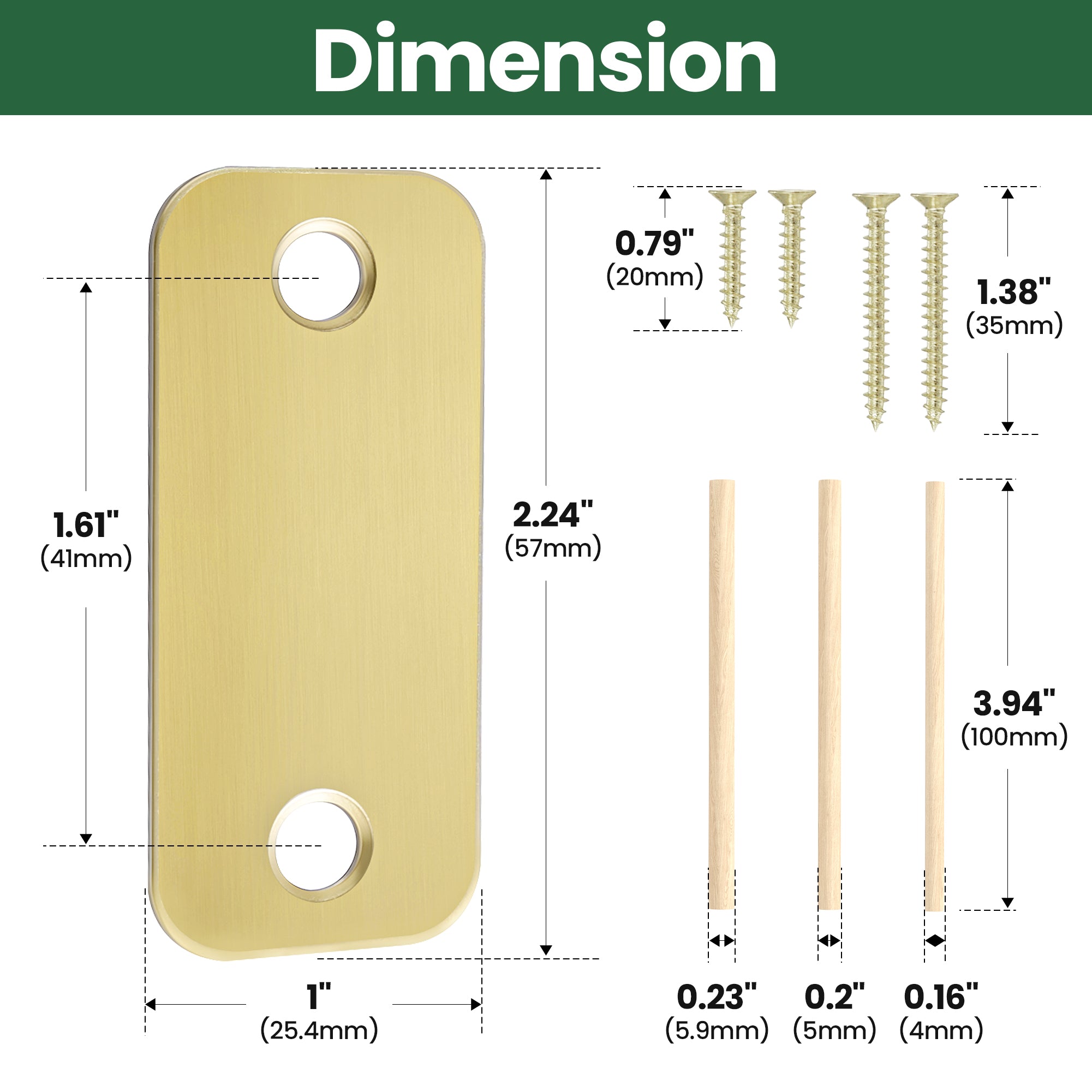 SENY Door Hole Cover Plate – 2-1/4" × 1" Door Frame Filler Plate