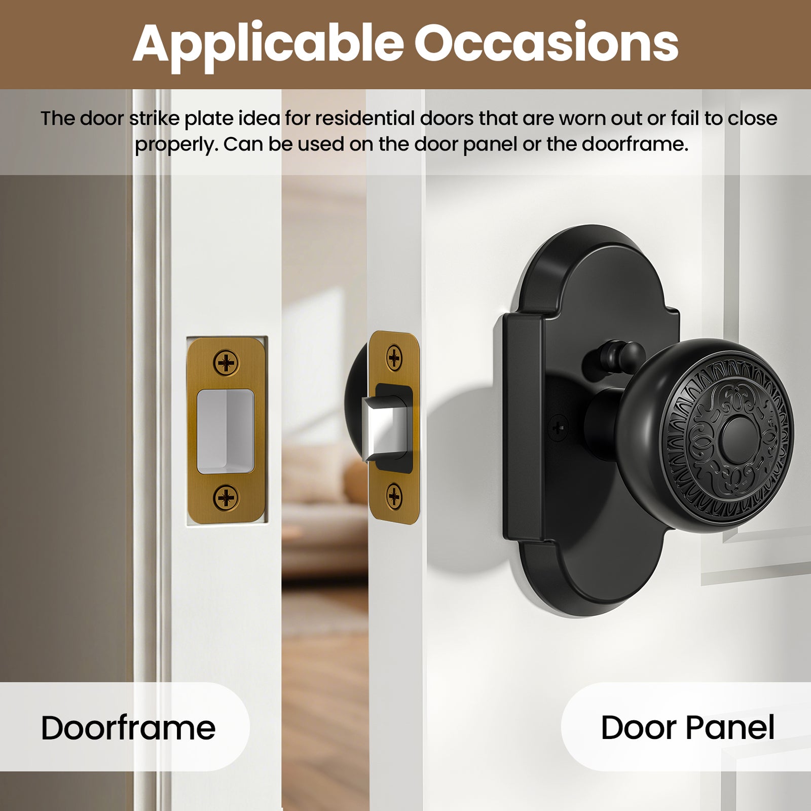 SENY Deadbolt Strike Plate Replacement – Door Latch Strike Plate for Misaligned Doors