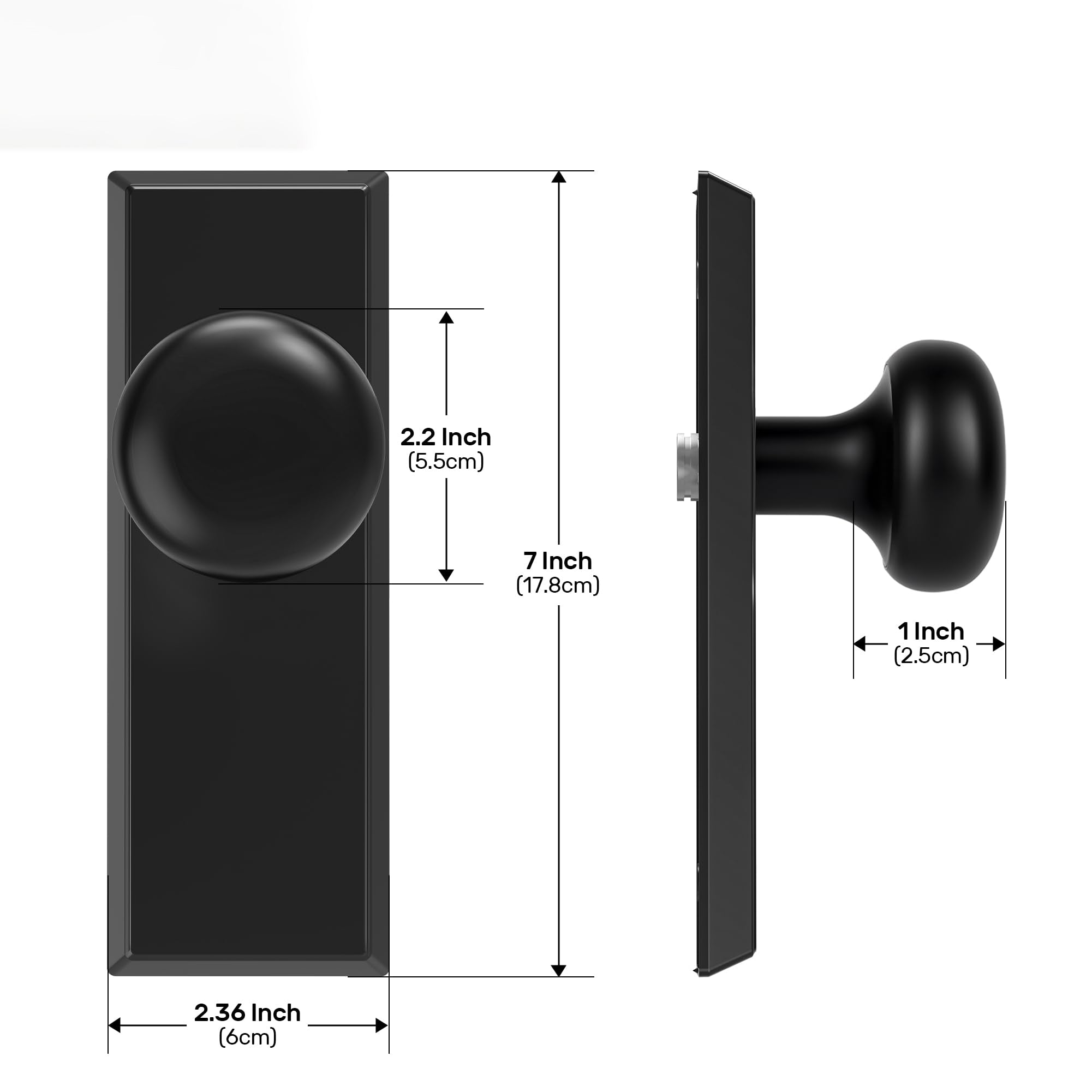SENY Entry Door Knob Set with Deadbolt – Keyed Alike Round Knob with Rectangular Backplate