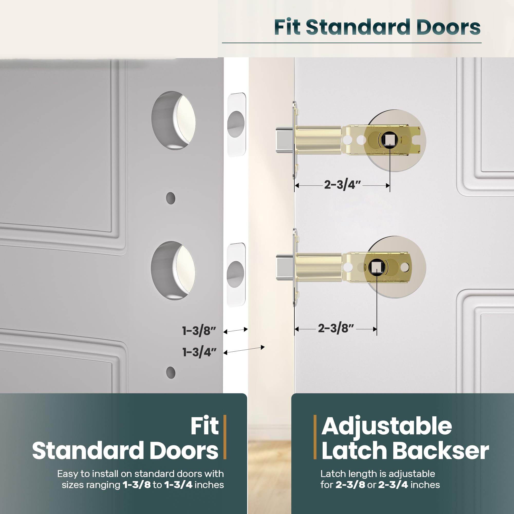 SENY Entry Door Knob Set with Deadbolt – Keyed Alike Round Knob with Rectangular Backplate