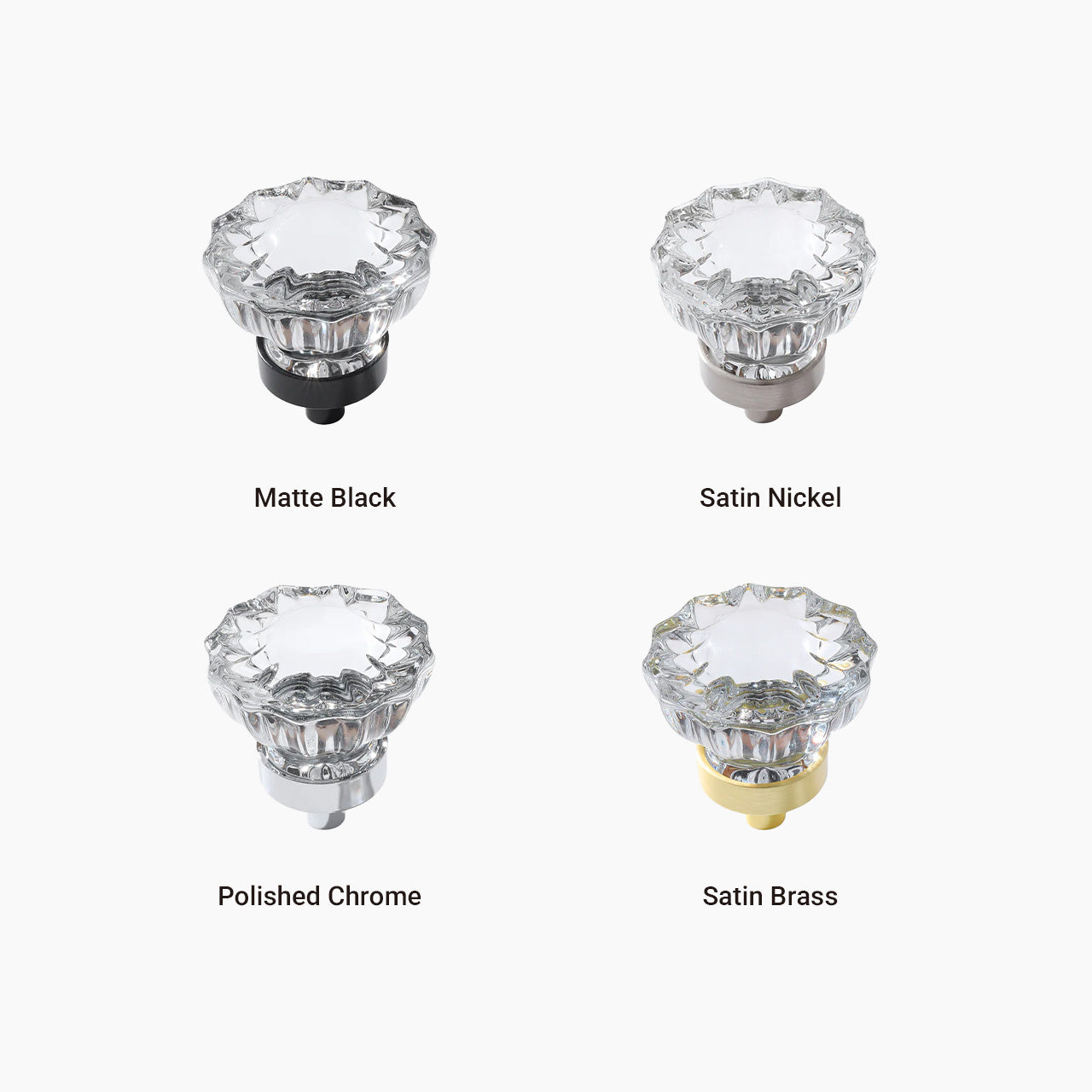 Floral Crystal Cabinet Knobs – Vintage Glass Drawer Knobs for Kitchen, Dresser & Furniture (4 Pack) - Seny Hardware