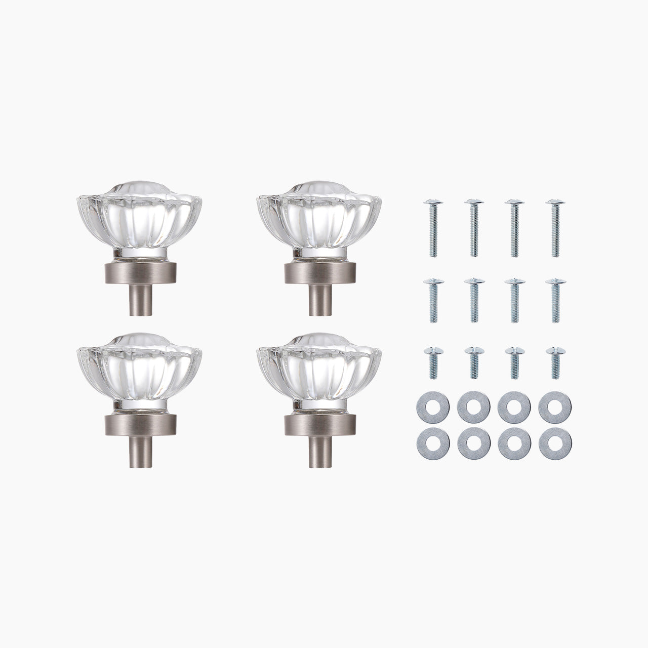 Floral Crystal Cabinet Knobs – Vintage Glass Drawer Knobs for Kitchen, Dresser & Furniture (4 Pack) - Seny Hardware
