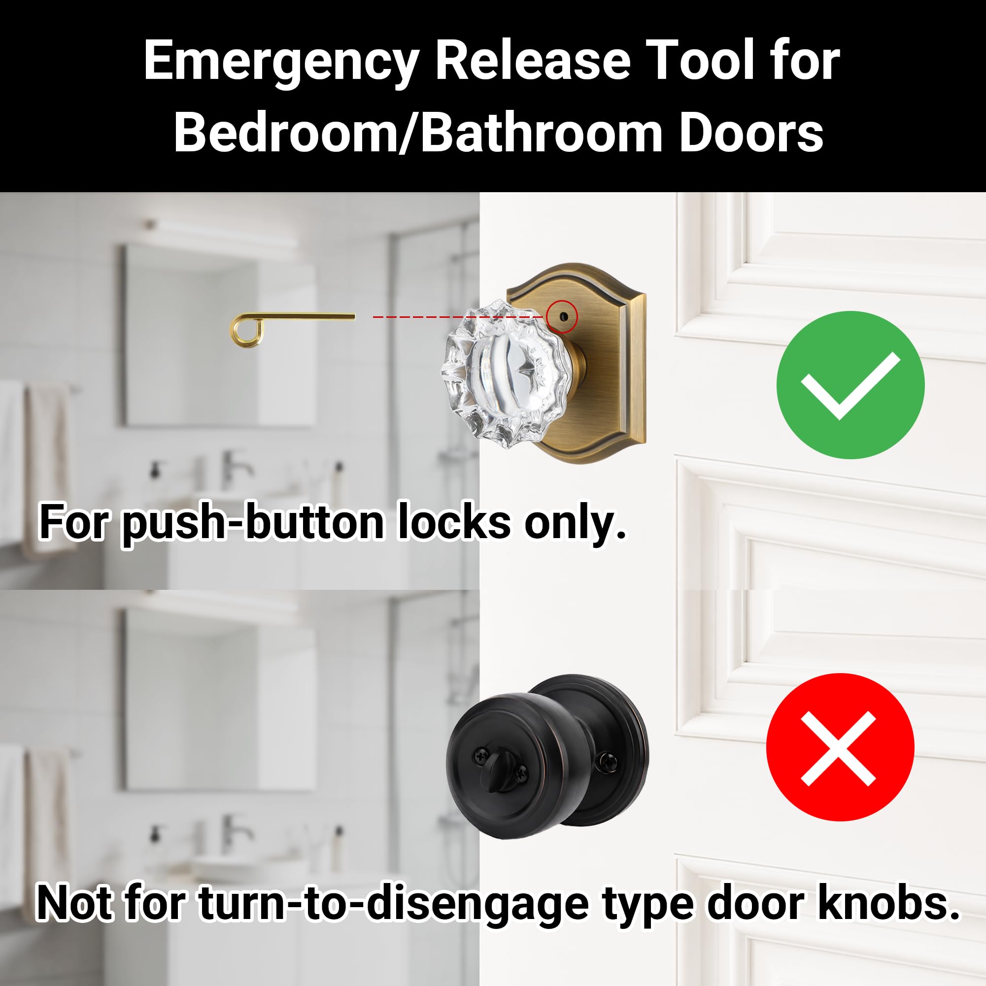 SENY Interior Door Privacy Lock Emergency Key Replacement – Push-Type Privacy Door Knob Spare Keys
