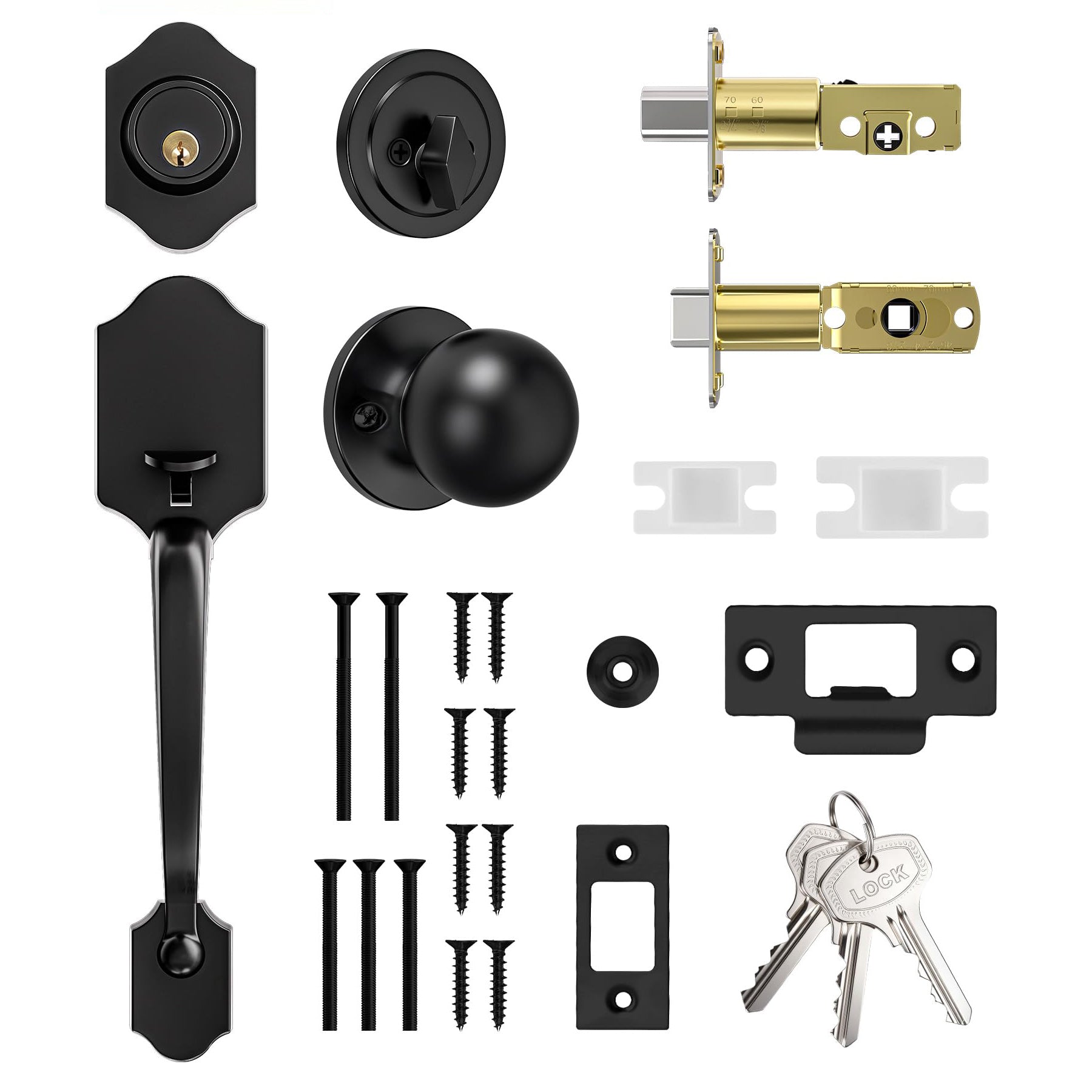 SENY Front Door Handle Set with Deadbolt – Exterior Entry Door Lock Set with Reversible Handle