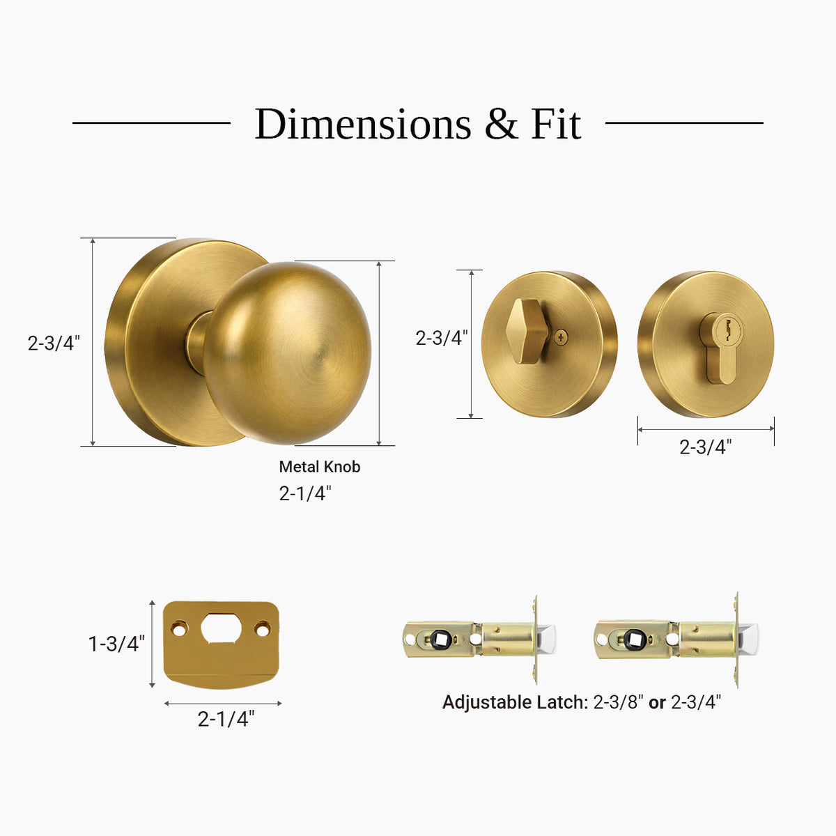 SENY Entry Door Knob Set with Deadbolt – Mushroom Metal Knob with Round Rosette Front Door Hardware