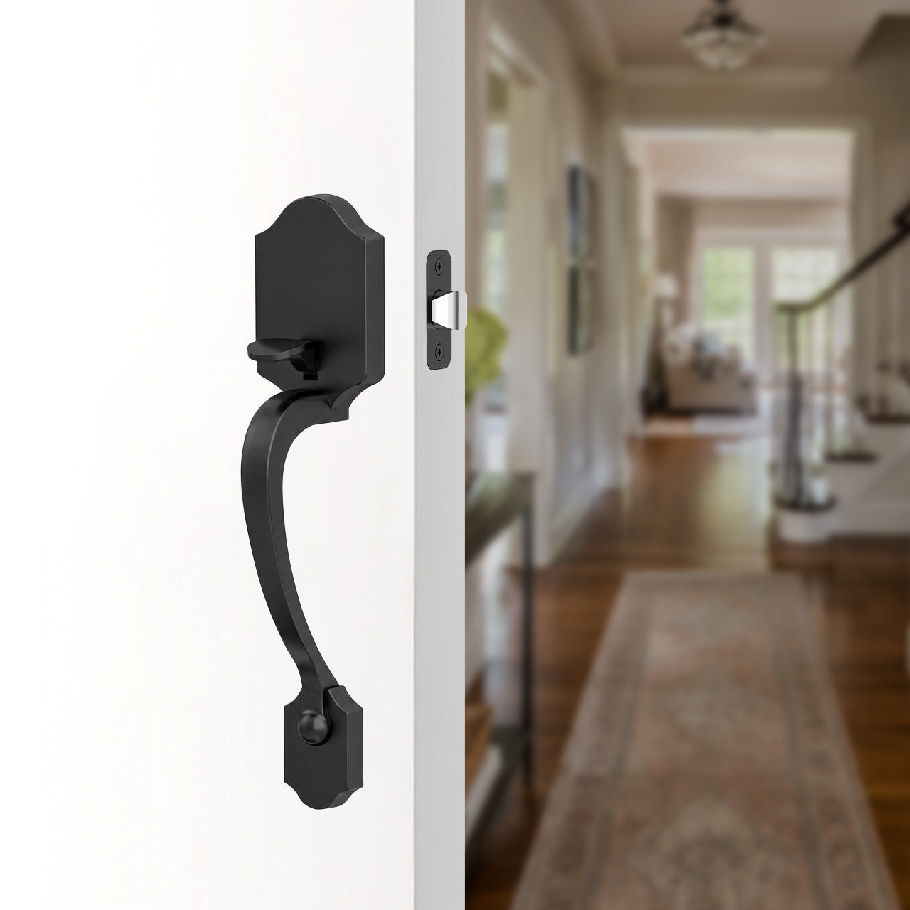 SENY Front Door Handleset with Crystal Knob – Non-Locking Entry Door Handle
