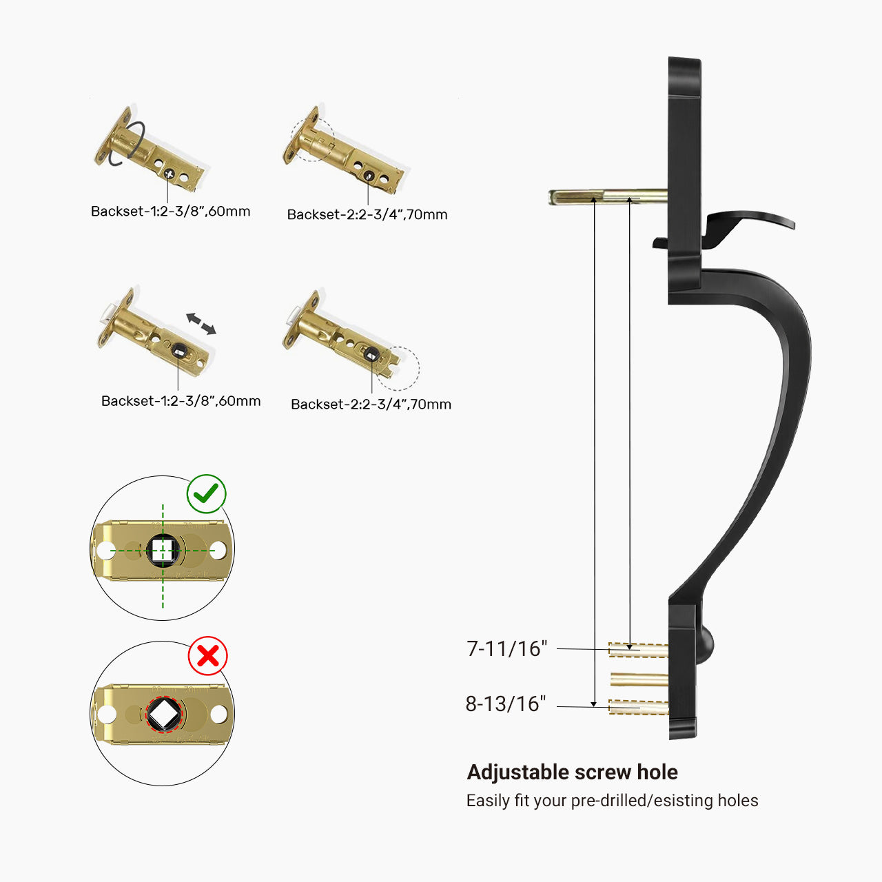 SENY Front Door Handleset with Crystal Knob – Non-Locking Entry Door Handle