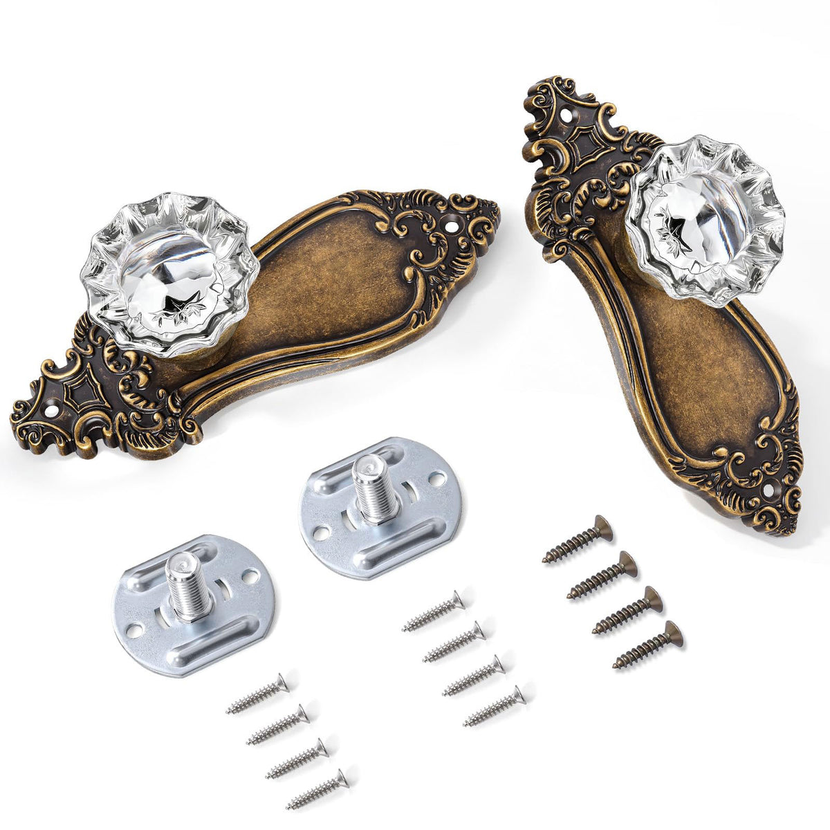 SENY Vintage Crystal Door Knob with Mortise Lock & Skeleton Key