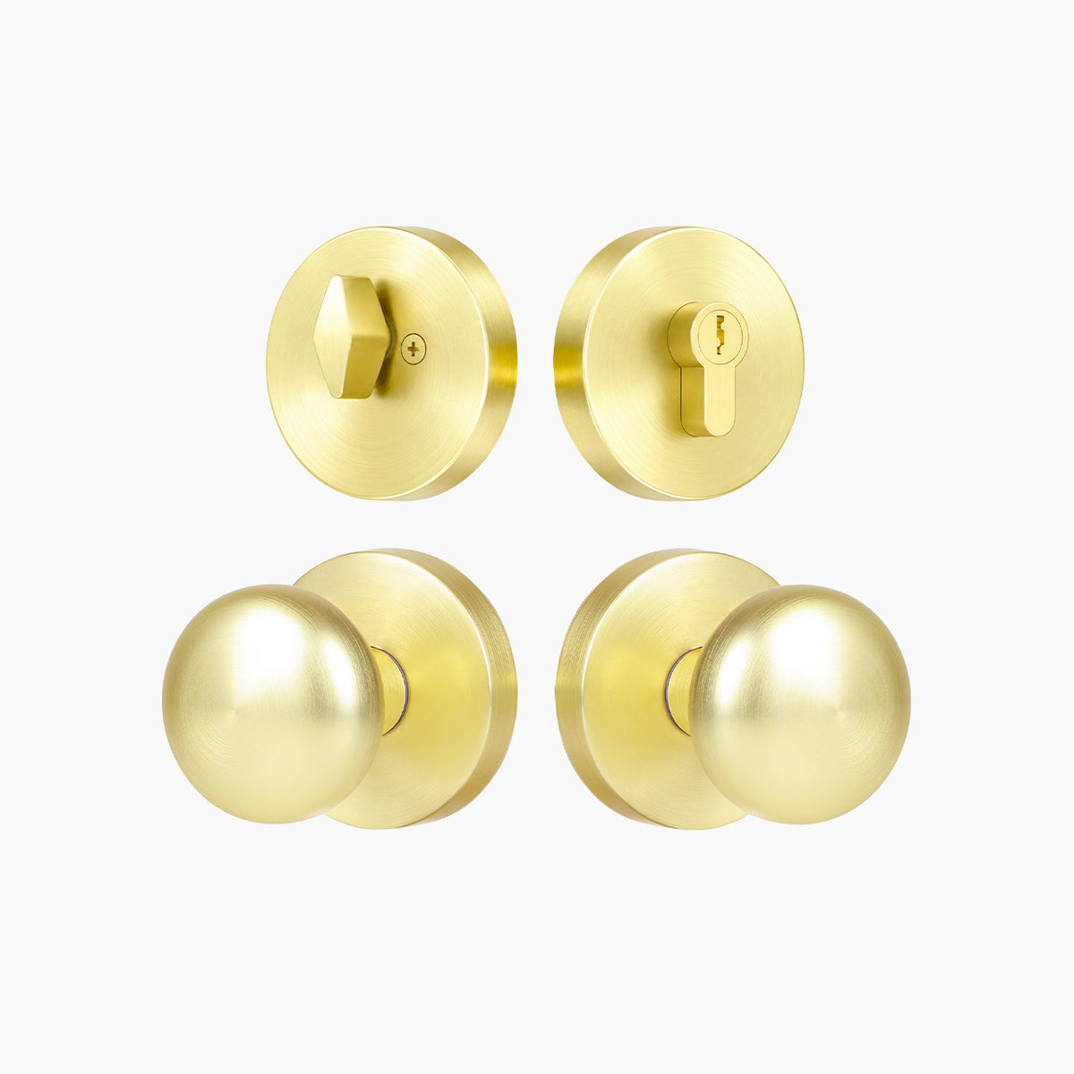 SENY Entry Door Knob Set with Deadbolt – Mushroom Metal Knob with Round Rosette Front Door Hardware