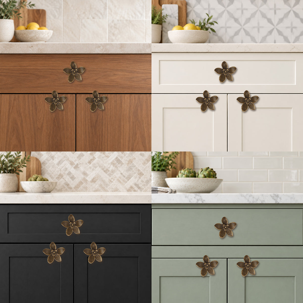SENY Floral Cabinet Knobs – Decorative Flower Drawer Knobs for Cabinets, Dressers & Furniture