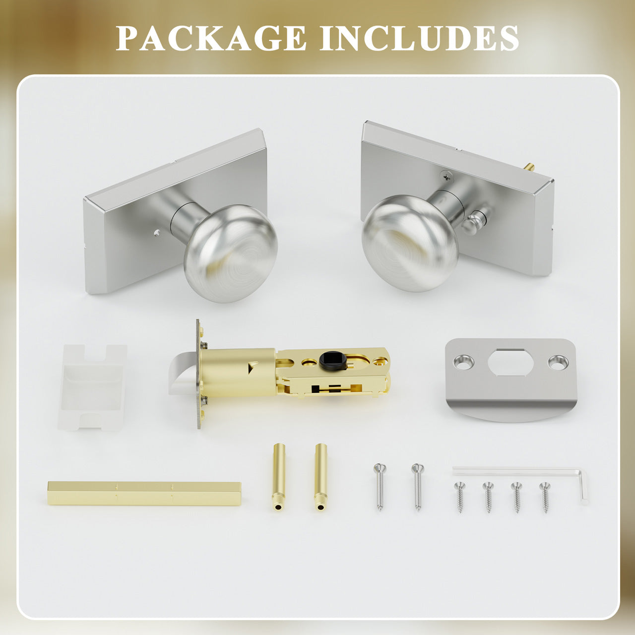 SENY Modern Vintage Interior Door Knobs – Round Door Knobs with Rectangular Rosette, Dummy, Passage & Privacy