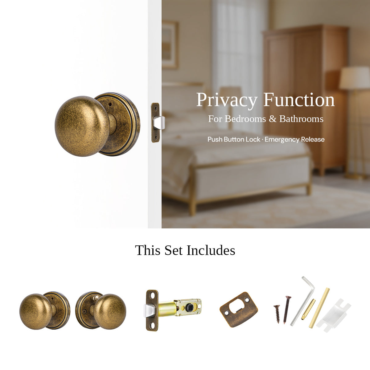 SENY Round Interior Door Knobs – Passage, Privacy & Dummy Door Knobs