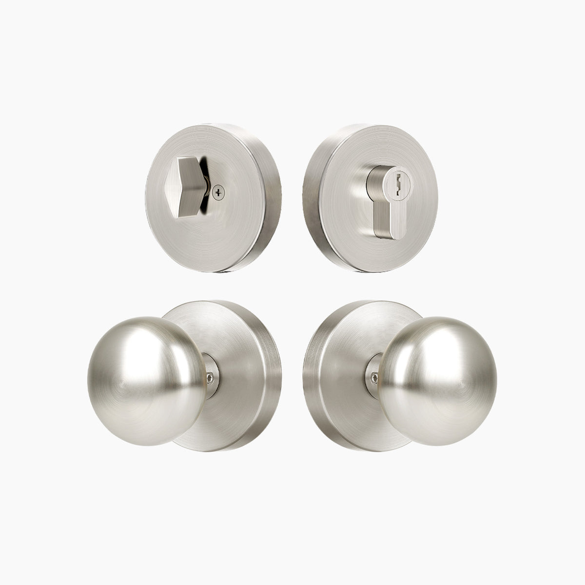 SENY Entry Door Knob Set with Deadbolt – Mushroom Metal Knob with Round Rosette Front Door Hardware