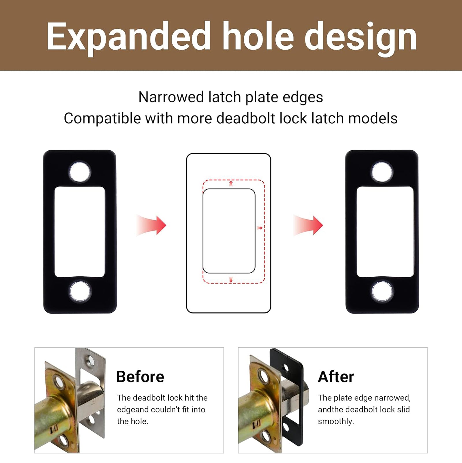 Seny Deadbolt Restorer Strike Plate – Adjustable Repair Plate for Misaligned Door Locks