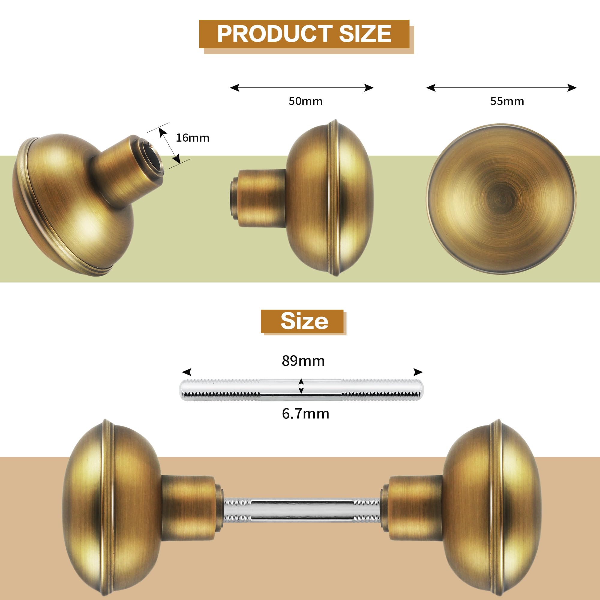 Seny Vintage Mortise Door Knob Replacement Set with Spindle