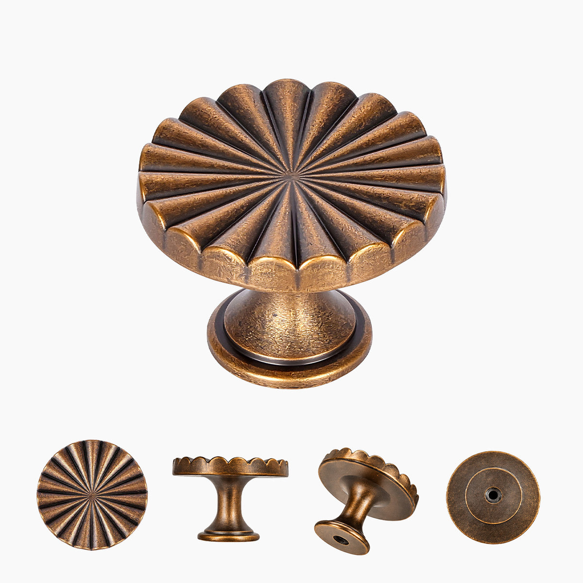 SENY Vintage Fan-Shaped Cabinet Knobs – Solid Metal Drawer Knobs for Kitchen, Dresser & Furniture