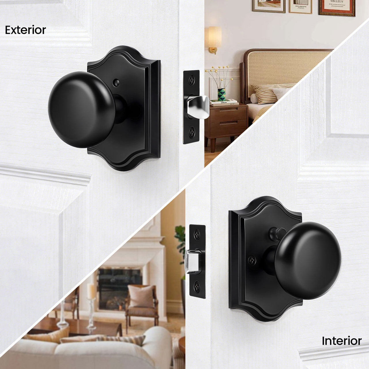 SENY Vintage Interior Door Knobs – Round Door Knobs for Bedroom, Bathroom, Hallway & Closet