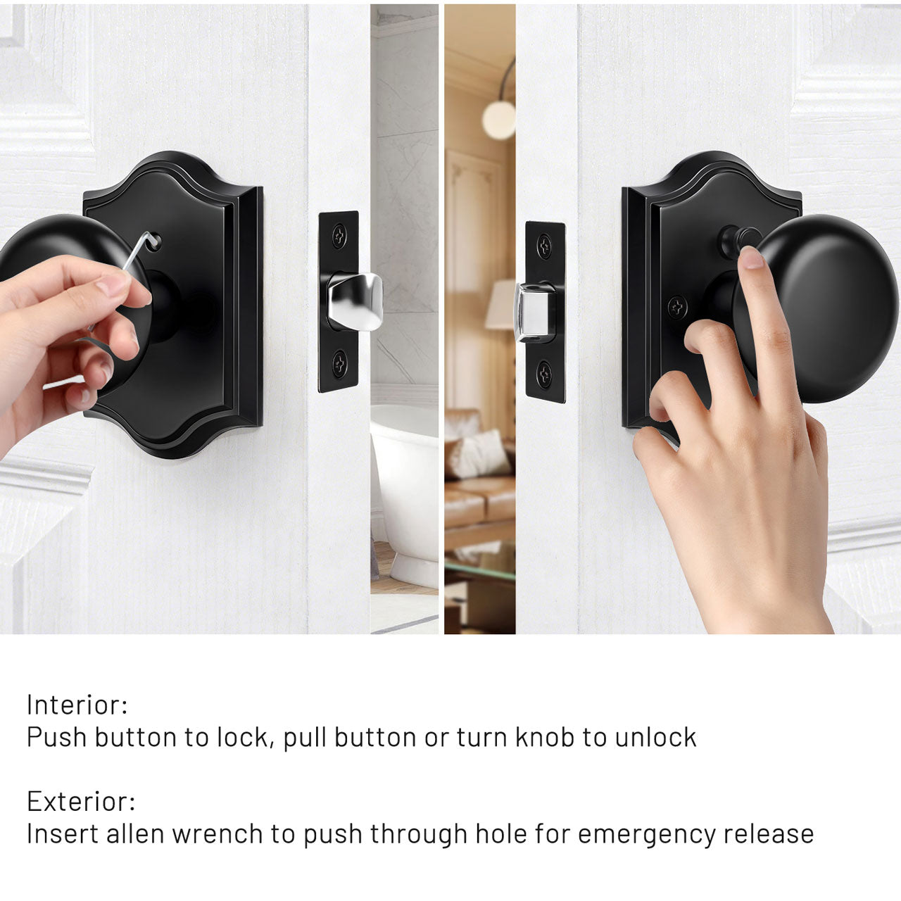 SENY Vintage Interior Door Knobs – Round Door Knobs for Bedroom, Bathroom, Hallway & Closet
