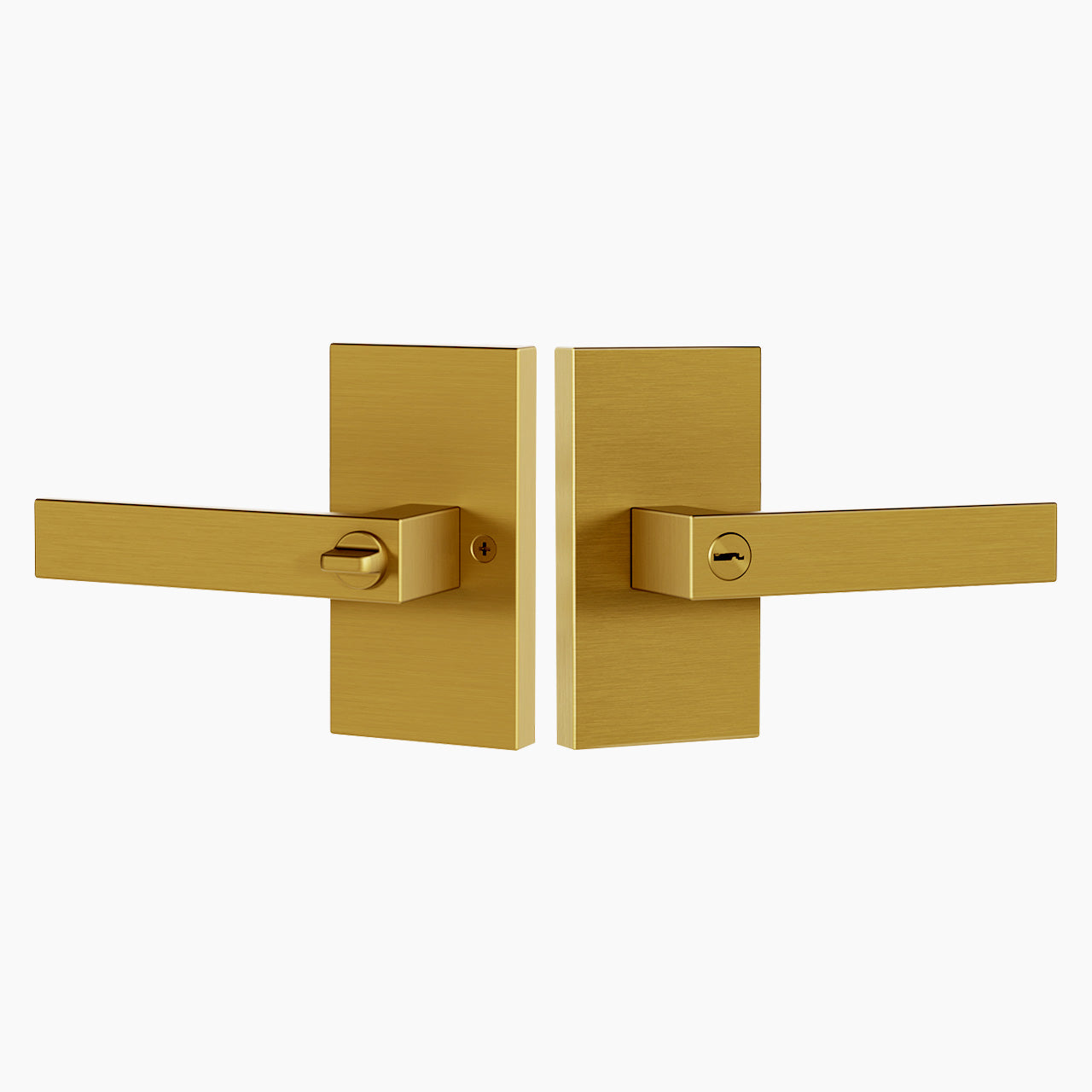 Antique brass interior door handles with locks and rectangular backplate lever style SENY