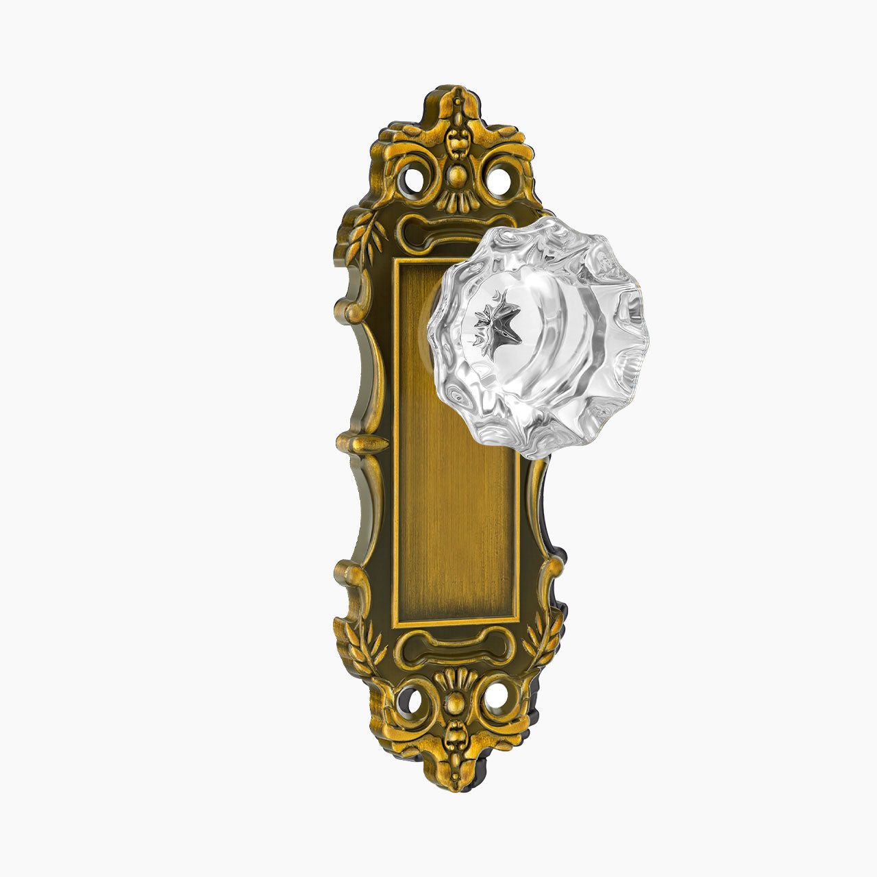 antique crystal dummy door knob with backplate antique brass finish with decorative backplate SENY