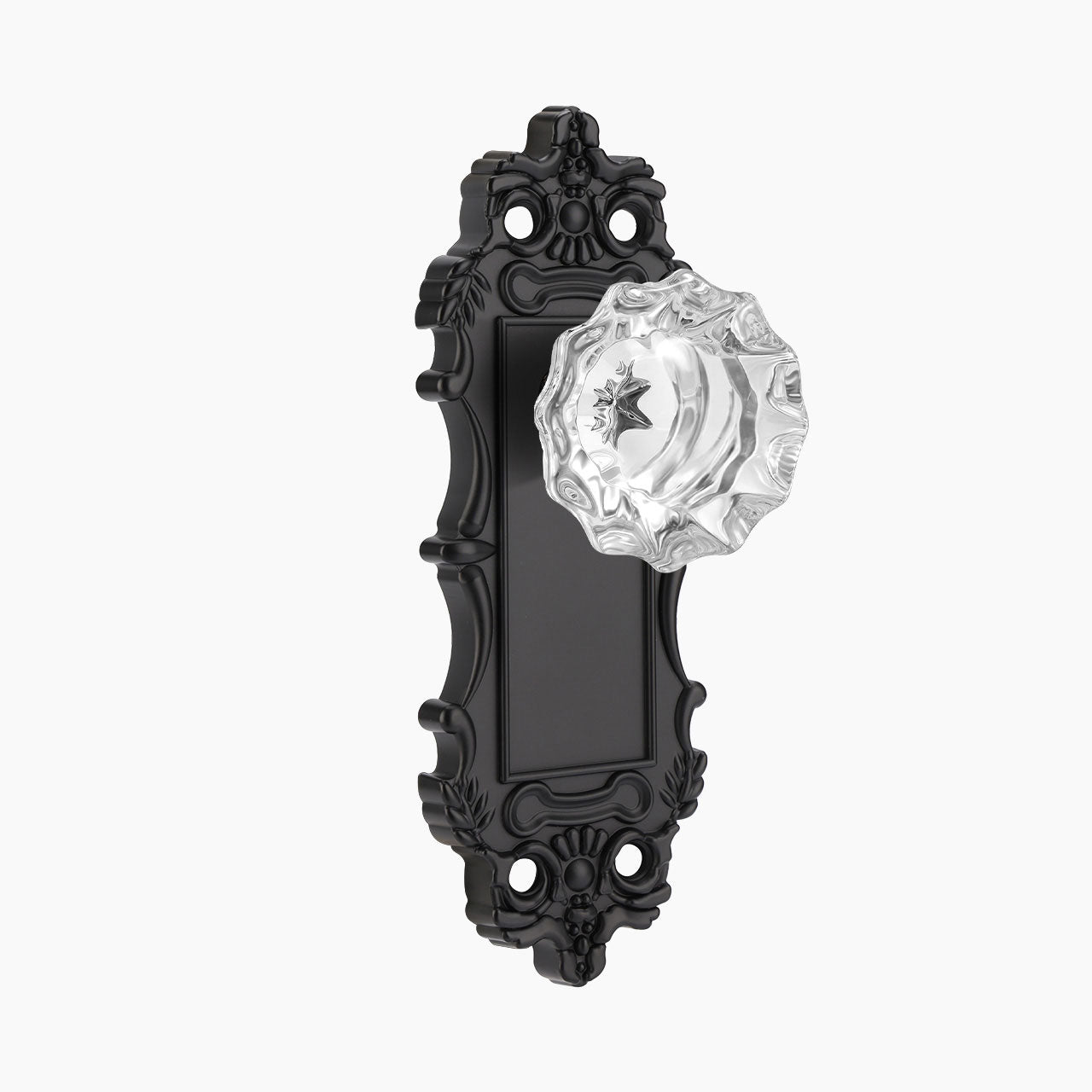 antique crystal dummy door knob matte black backplate finish with decorative backplate SENY